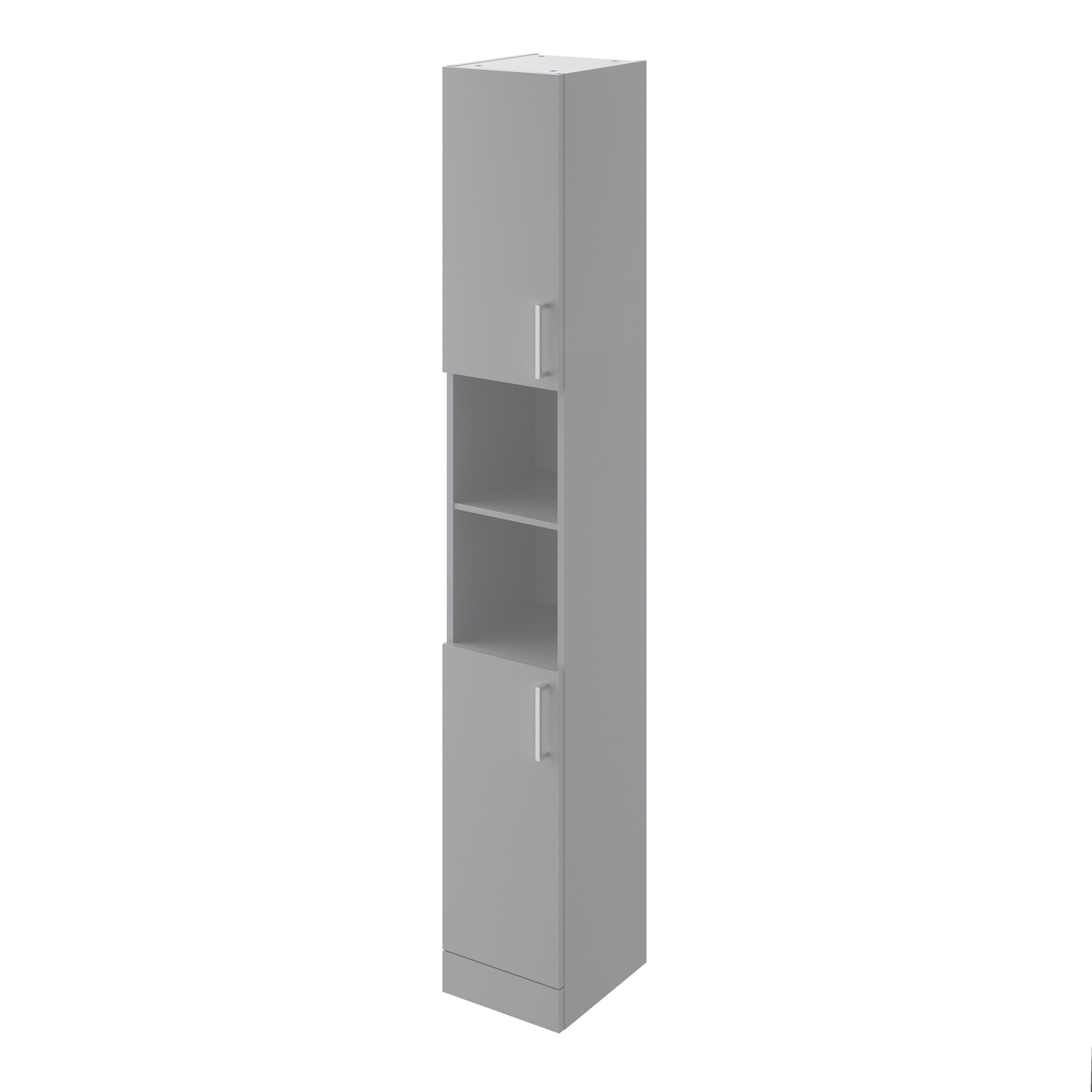 Veleka Gloss Grey Single Freestanding Bathroom Cabinet (H)180cm (W)27.5cm