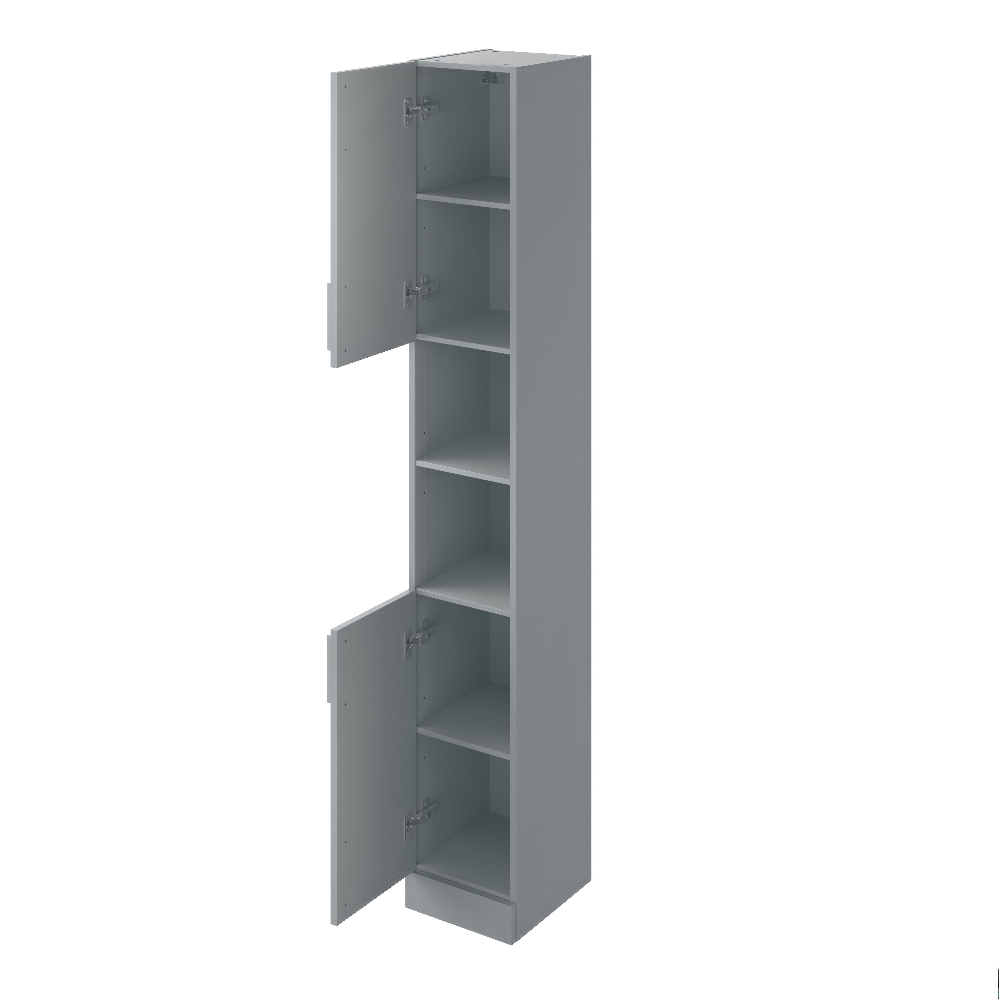 Veleka Gloss Grey Single Freestanding Bathroom Cabinet (H)180cm (W)27.5cm