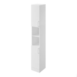 Veleka Gloss White Freestanding Non-mirrored Bathroom Cabinet (W)275mm (H)1800mm