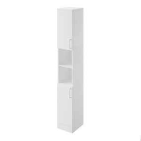 Veleka Gloss White Freestanding Non-mirrored Bathroom Cabinet (W)275mm (H)1800mm