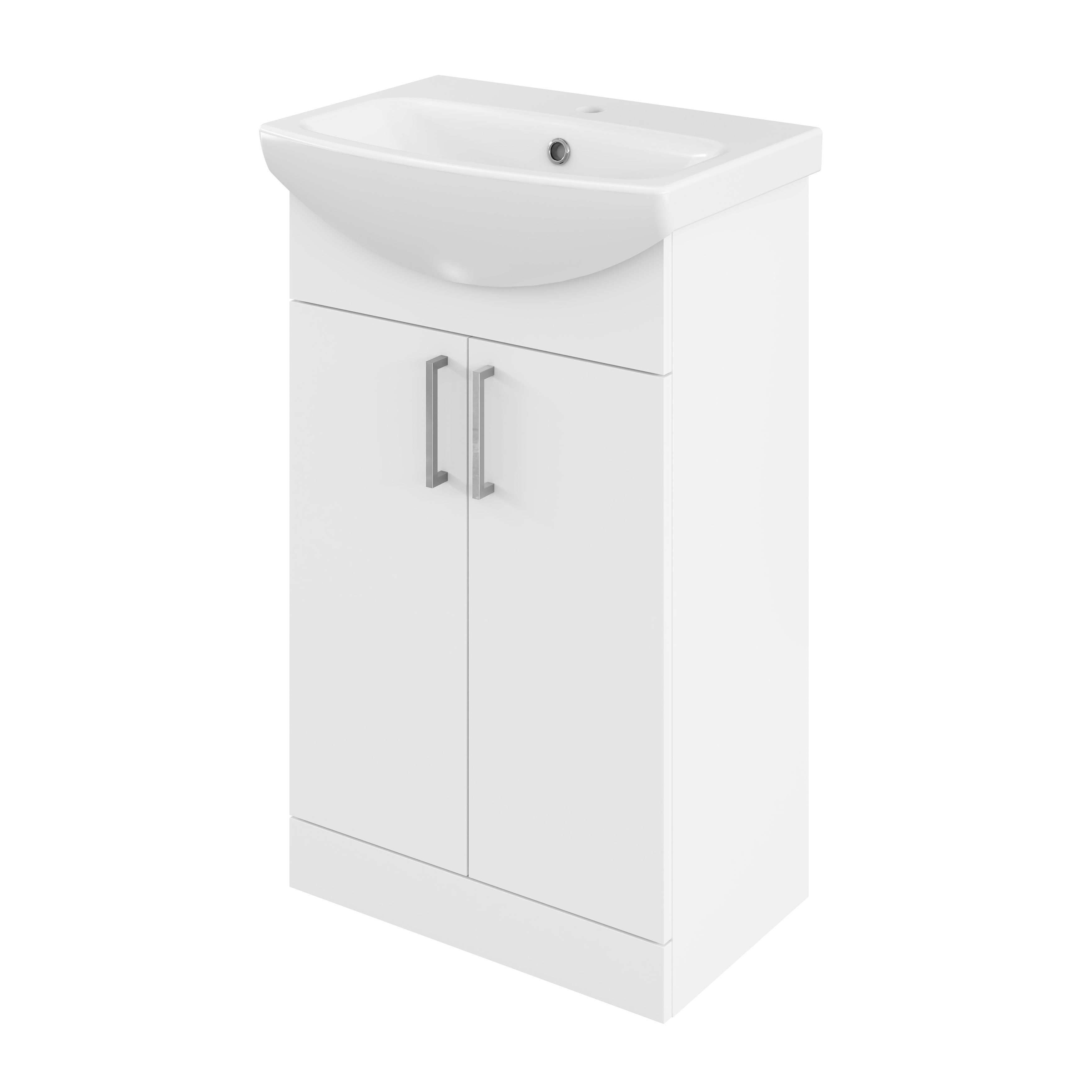 Veleka Gloss White Freestanding Vanity unit & basin set (W)550mm (H)874mm
