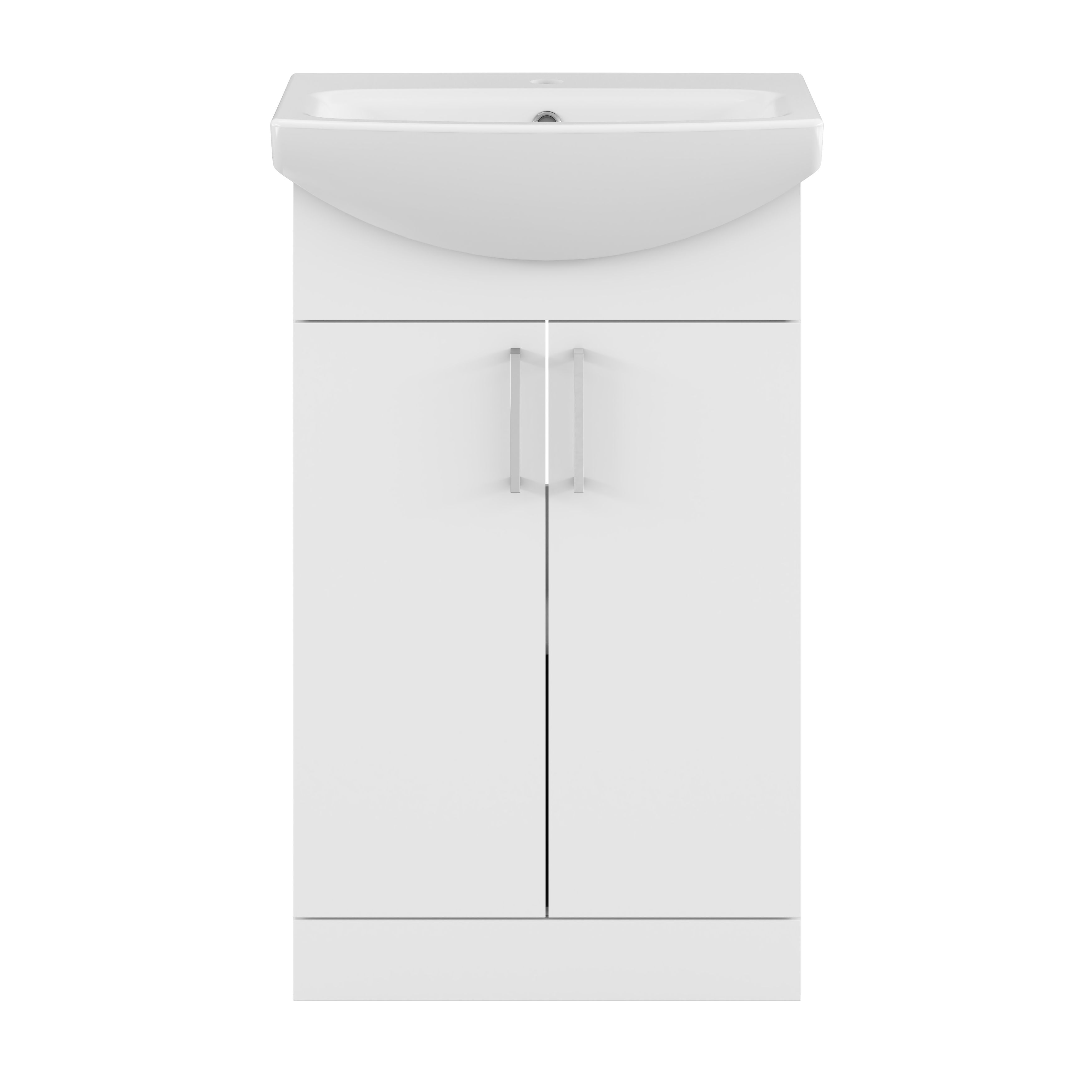 Veleka Gloss White Freestanding Vanity unit & basin set (W)550mm (H)874mm