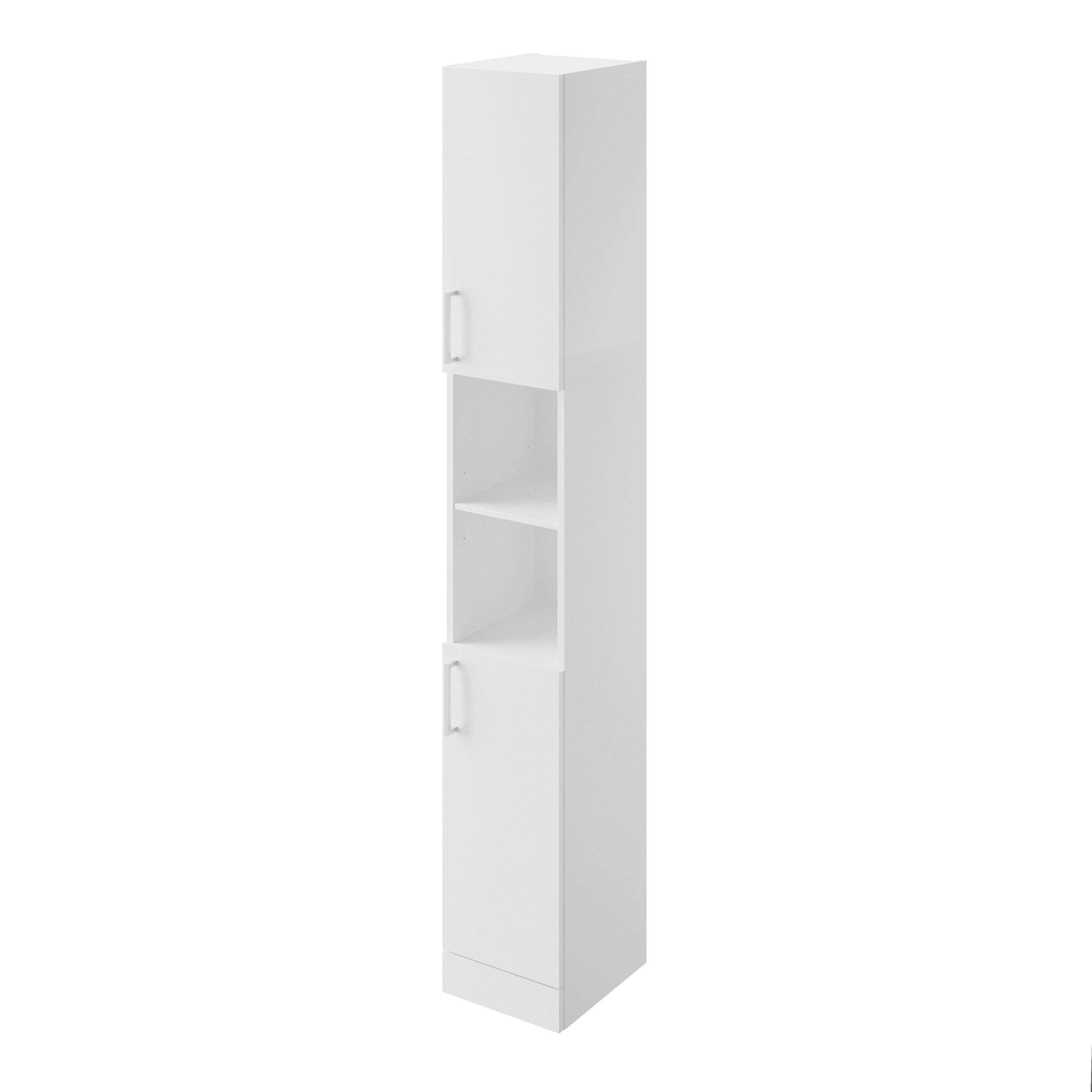 Veleka Gloss White Single Freestanding Bathroom Cabinet (H)180cm (W)27.5cm