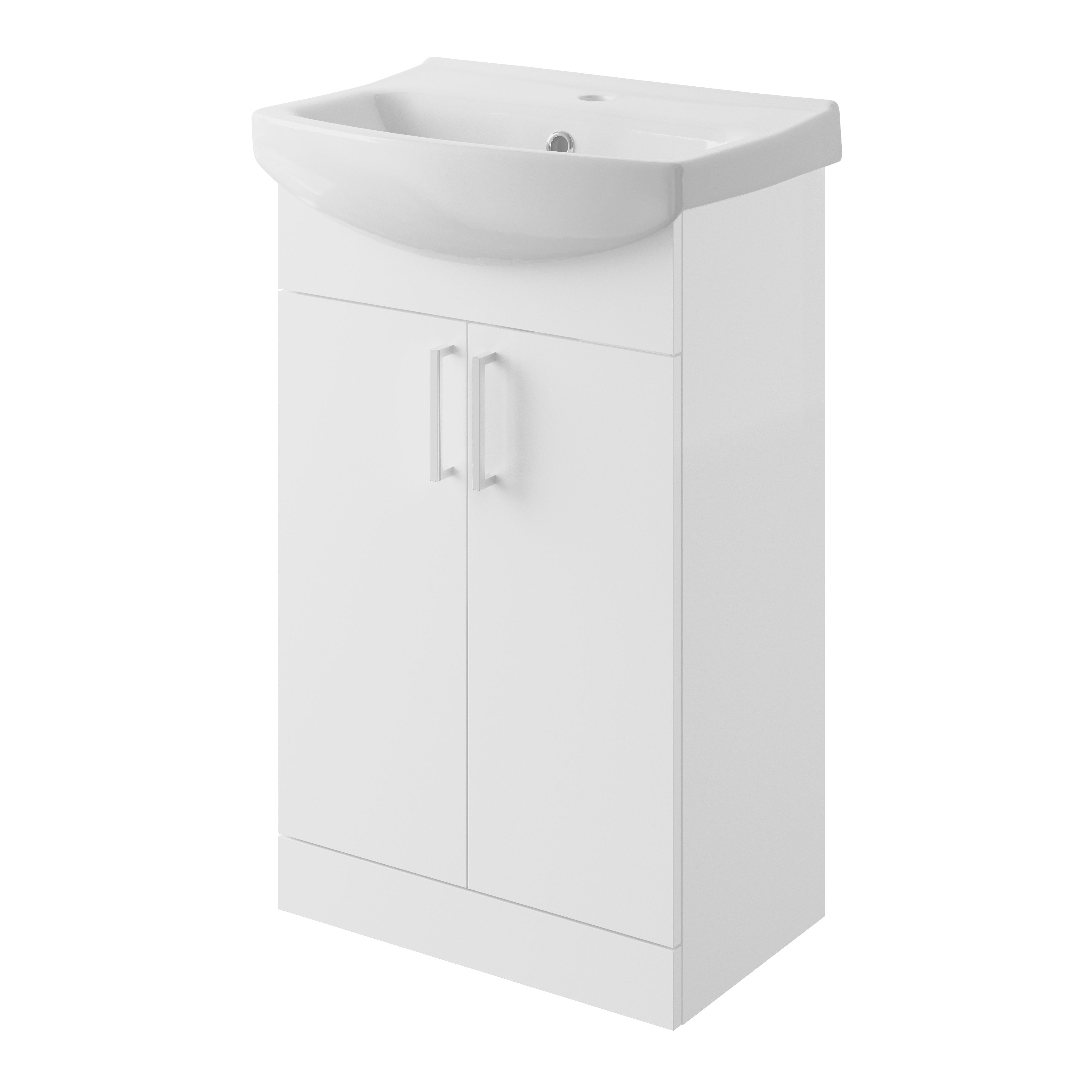 Veleka Gloss White Vanity unit & basin set (W)550mm (H)900mm Tradepoint
