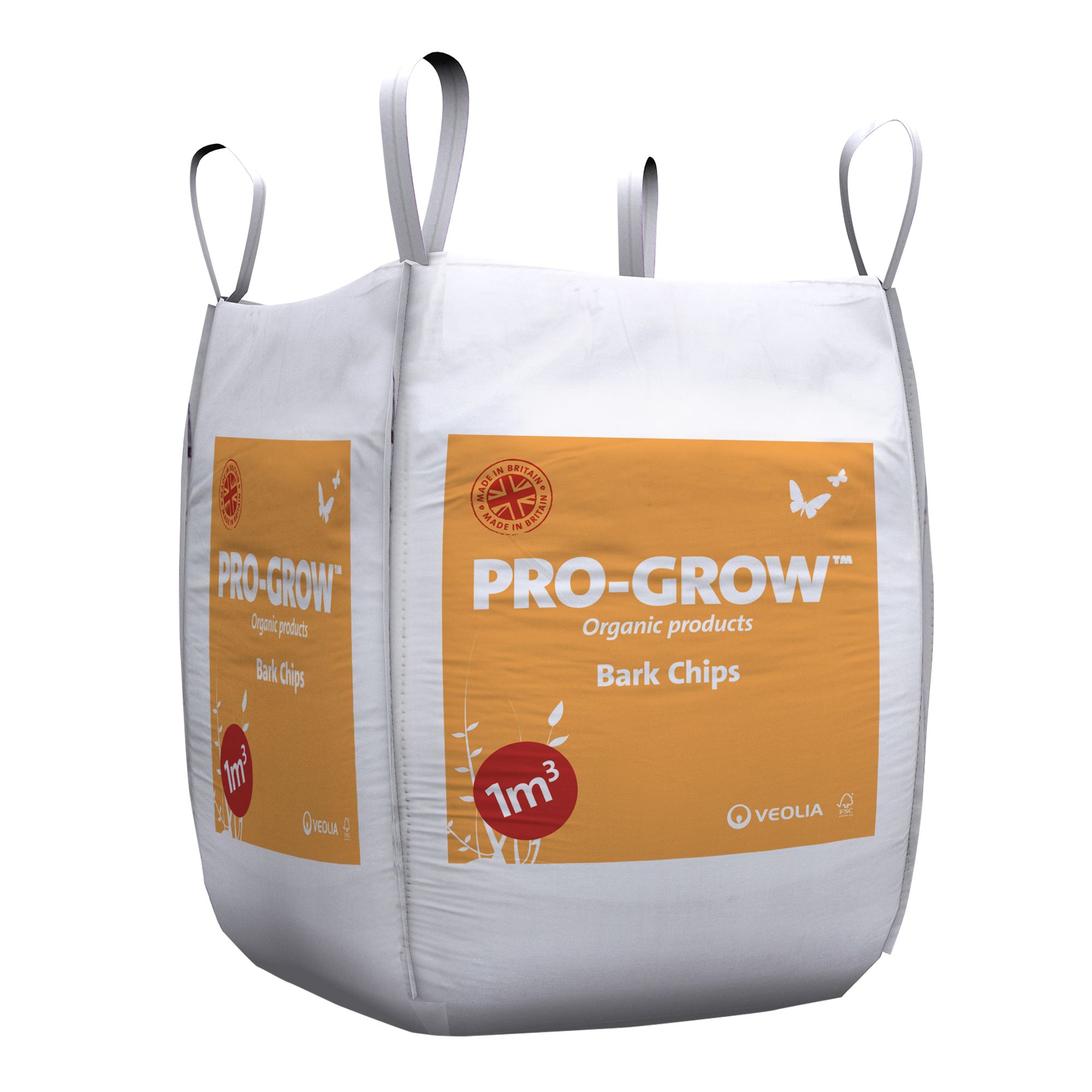 Veolia Pro-Grow Dark brown Bark chippings 1000L Bulk bag, Pack of 1