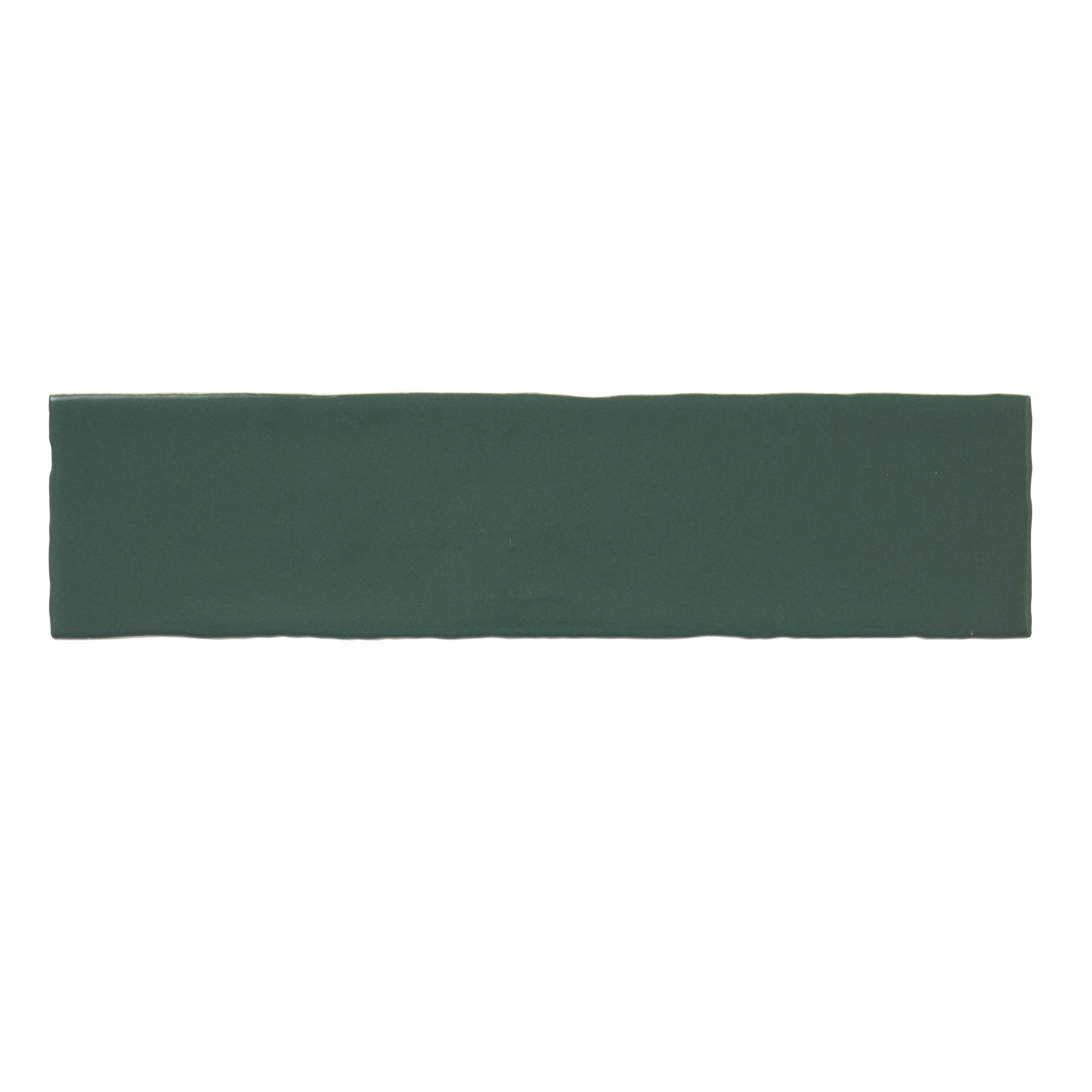 Vernisse Dark green Gloss Plain Ceramic Wall Tile, Pack of 41, (L)301mm (W)75.4mm