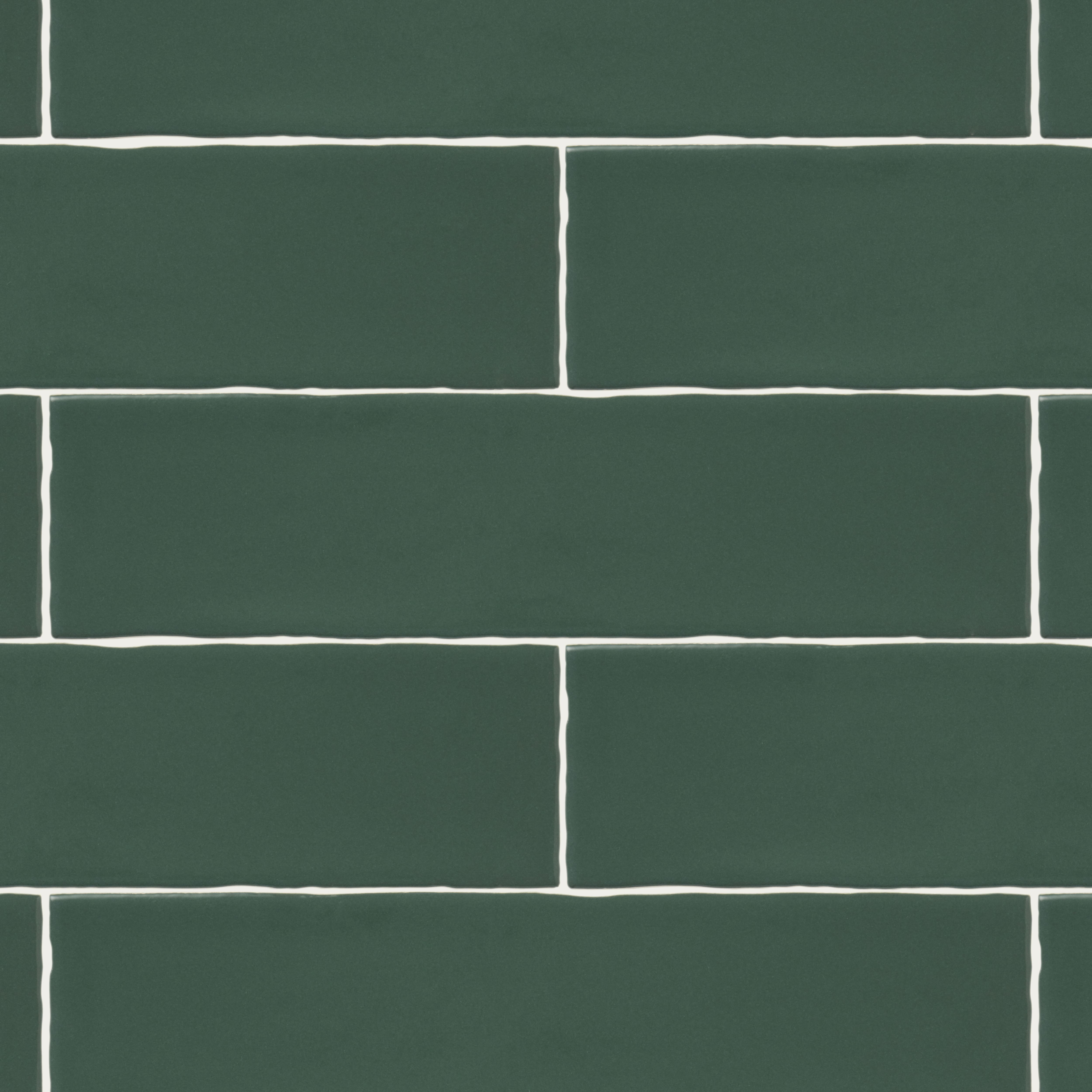 Vernisse Dark green Gloss Plain Ceramic Wall Tile, Pack of 41, (L)301mm (W)75.4mm