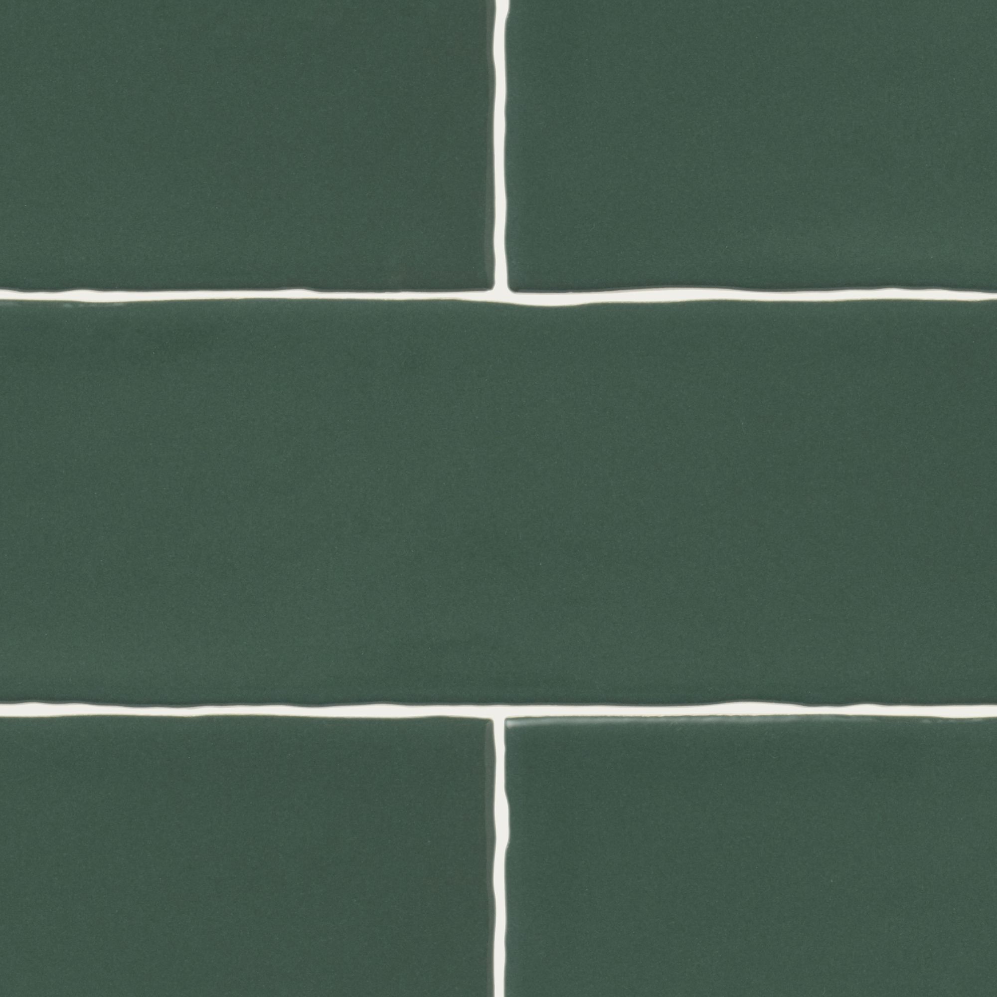 Vernisse Dark green Gloss Plain Ceramic Wall Tile, Pack of 41, (L)301mm (W)75.4mm