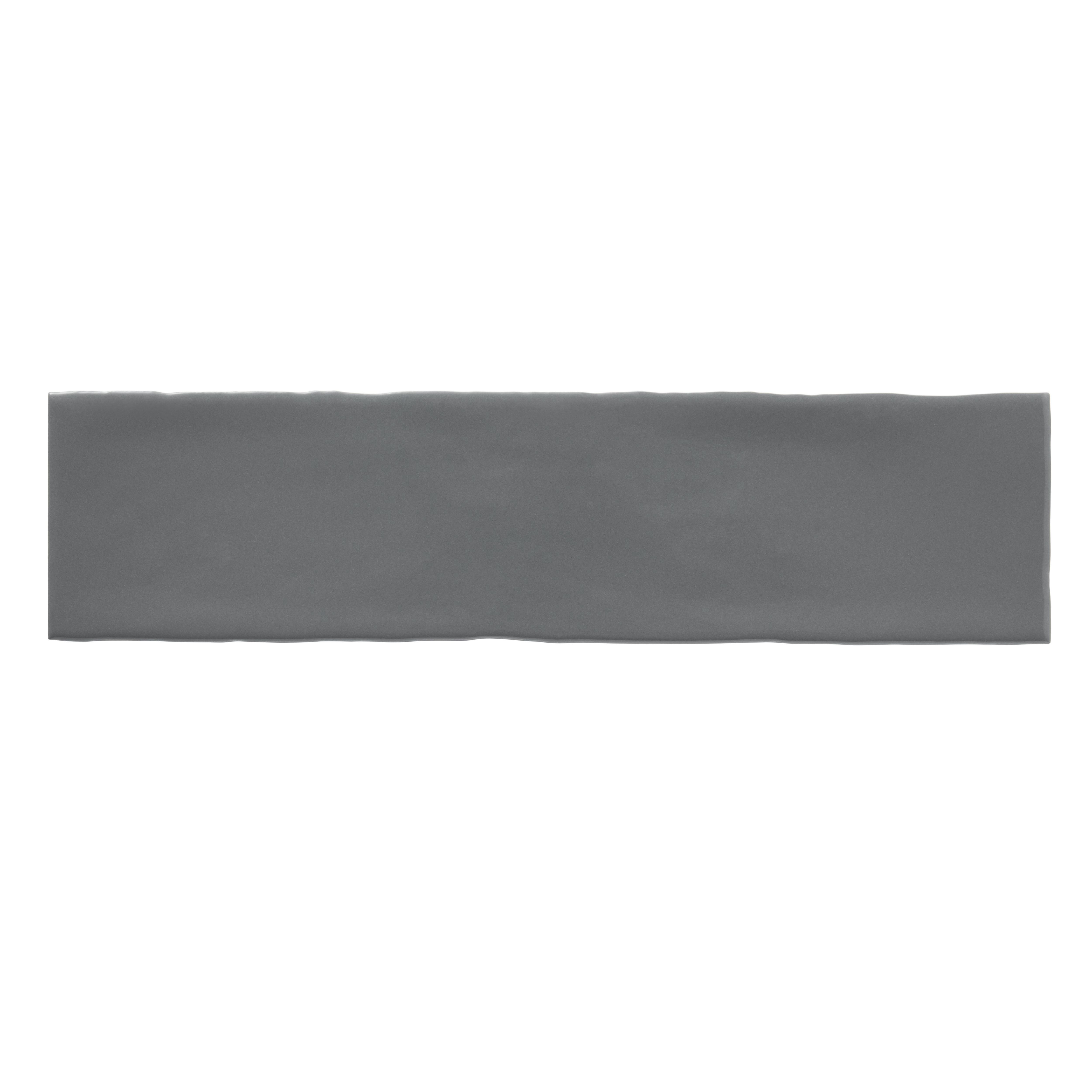 Vernisse Grey Gloss Plain Ceramic Wall Tile, Pack of 41, (L)301mm (W)75.4mm
