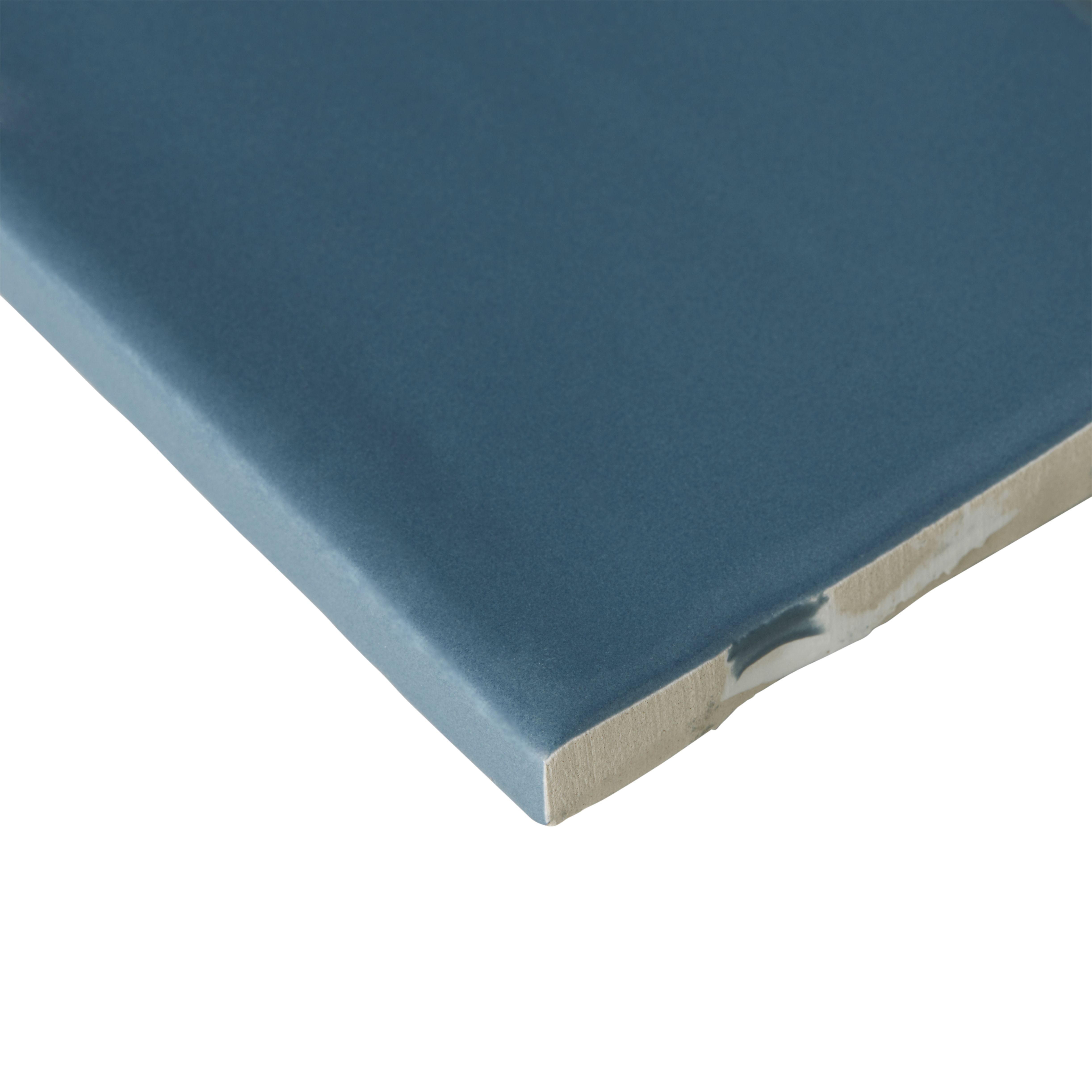 Vernisse Mallard blue Gloss Plain Ceramic Wall Tile, Pack of 41, (L)301mm (W)75.4mm