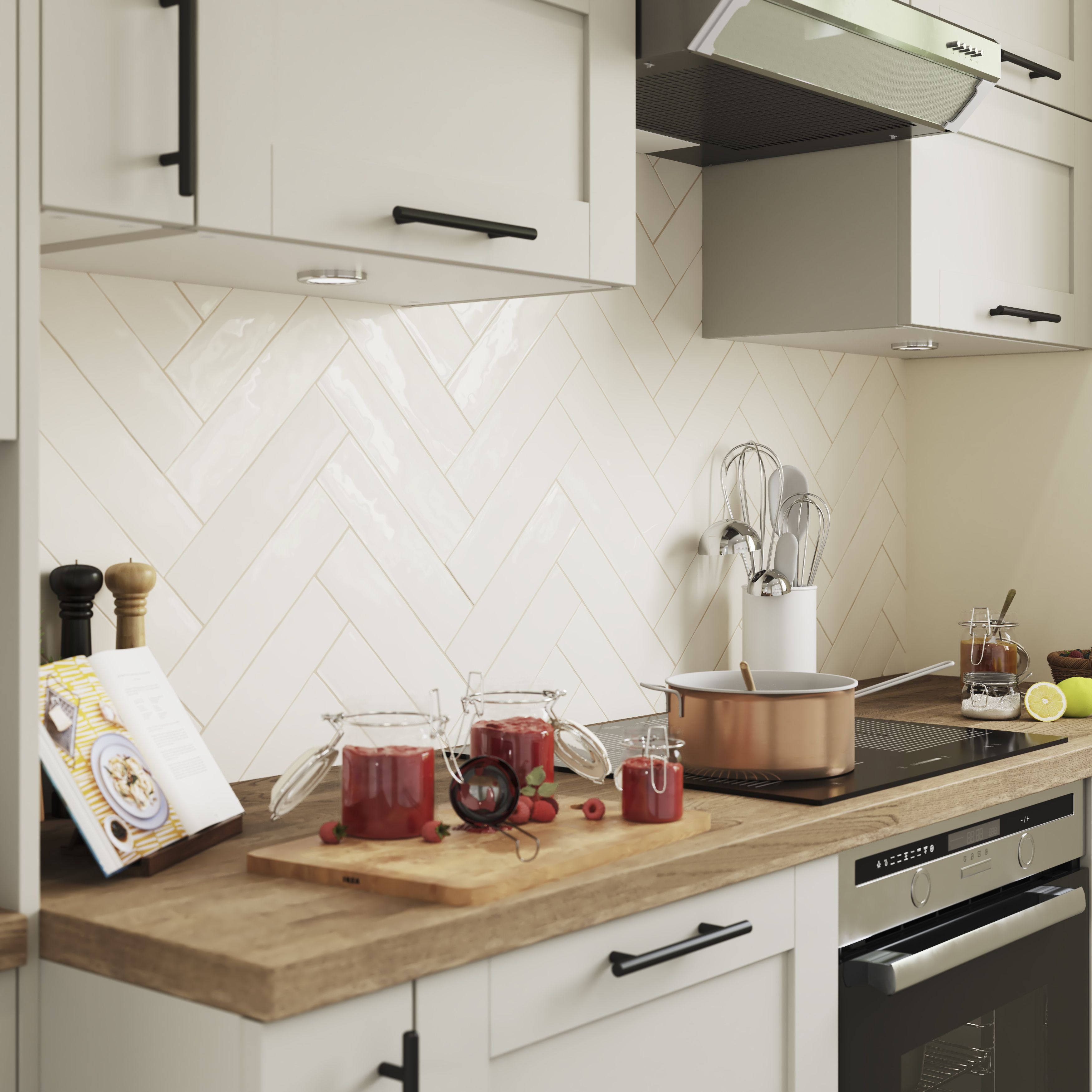 Vernisse Off white Gloss Ceramic Wall Tile Sample