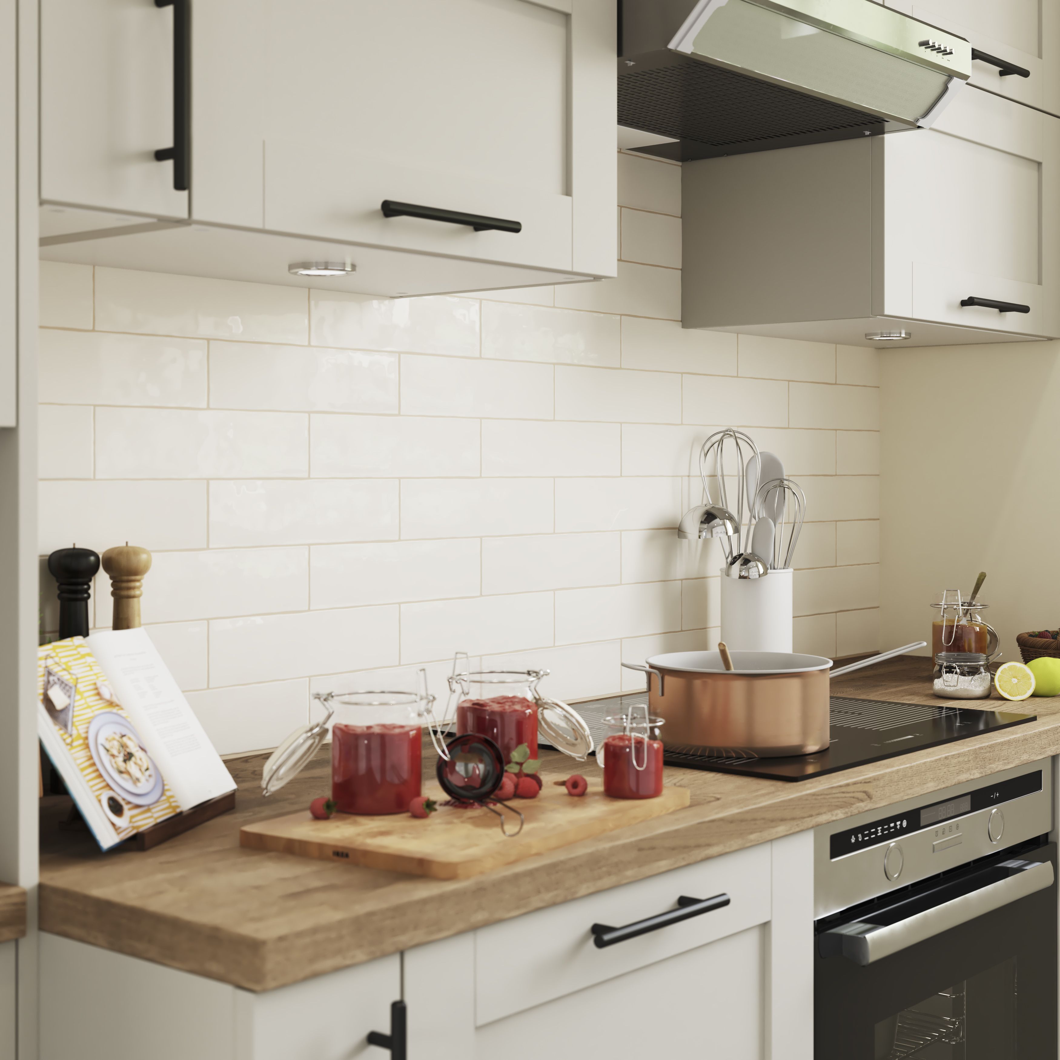 Vernisse Off white Gloss Plain Ceramic Wall Tile, Pack of 41, (L)301mm (W)75.4mm