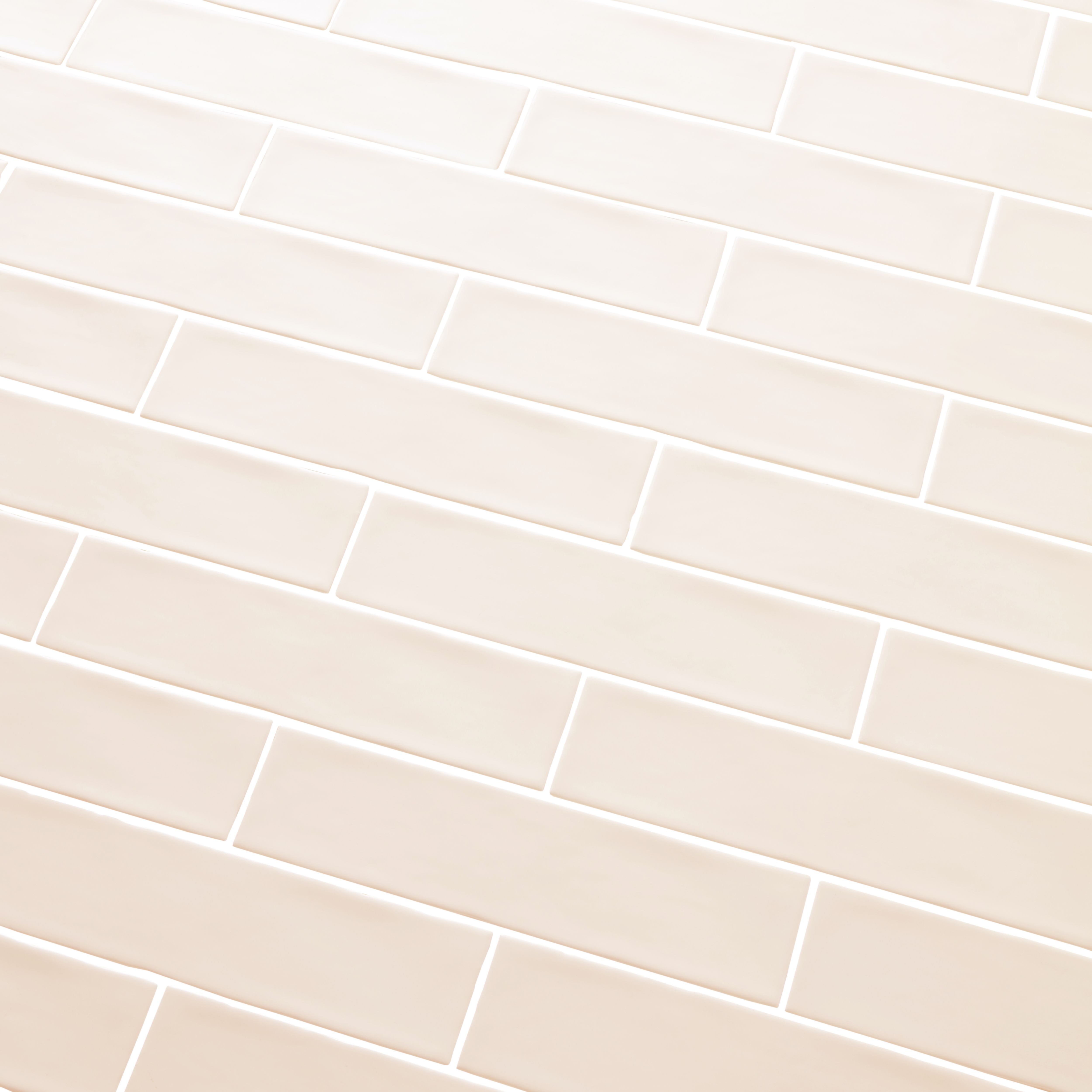Vernisse Off white Gloss Plain Ceramic Wall Tile, Pack of 41, (L)301mm (W)75.4mm