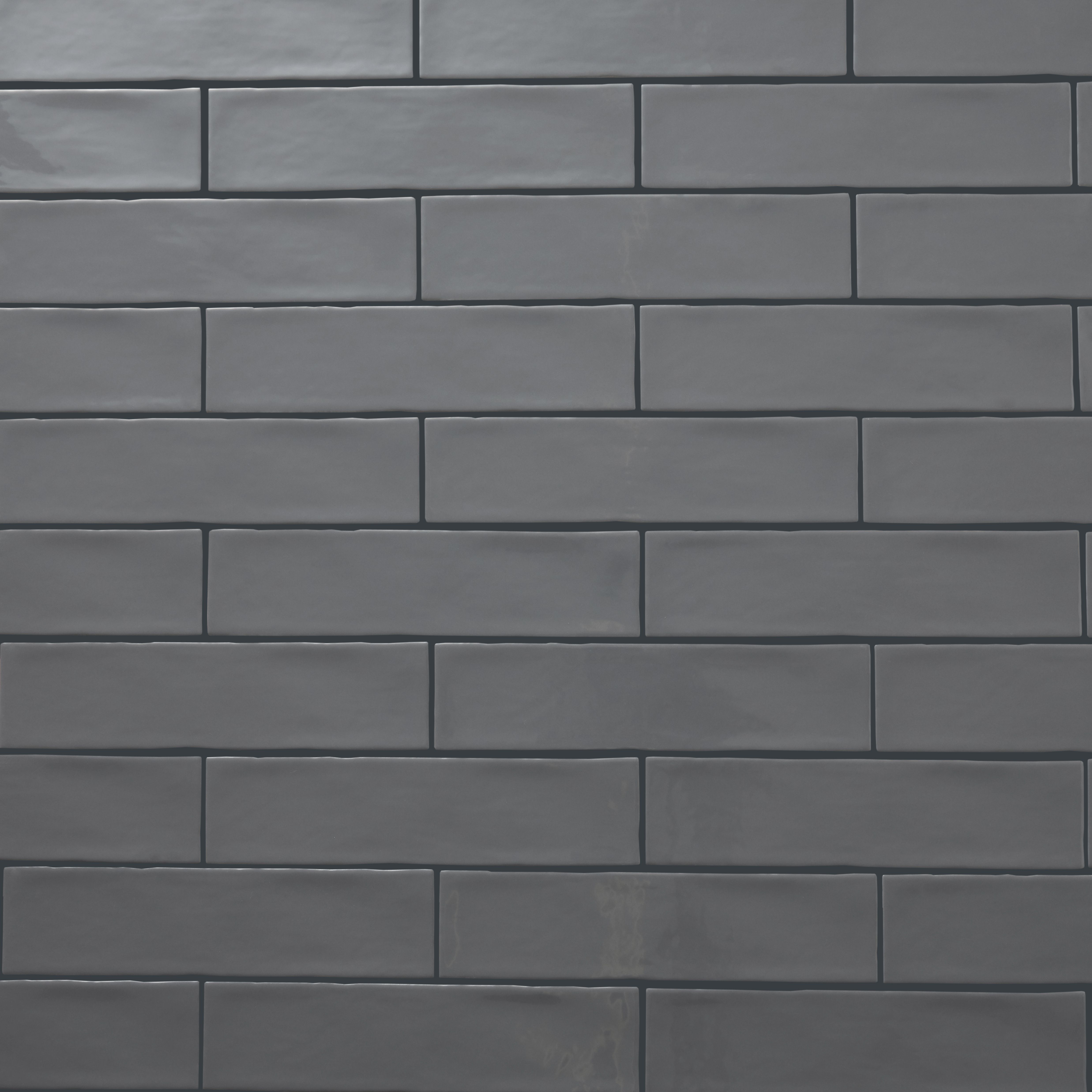 Vernisse Steel grey Gloss Ceramic Wall Tile Sample