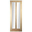 Vertical 2 panel Glazed Oak veneer Internal Door, (H)1981mm (W)762mm (T)35mm
