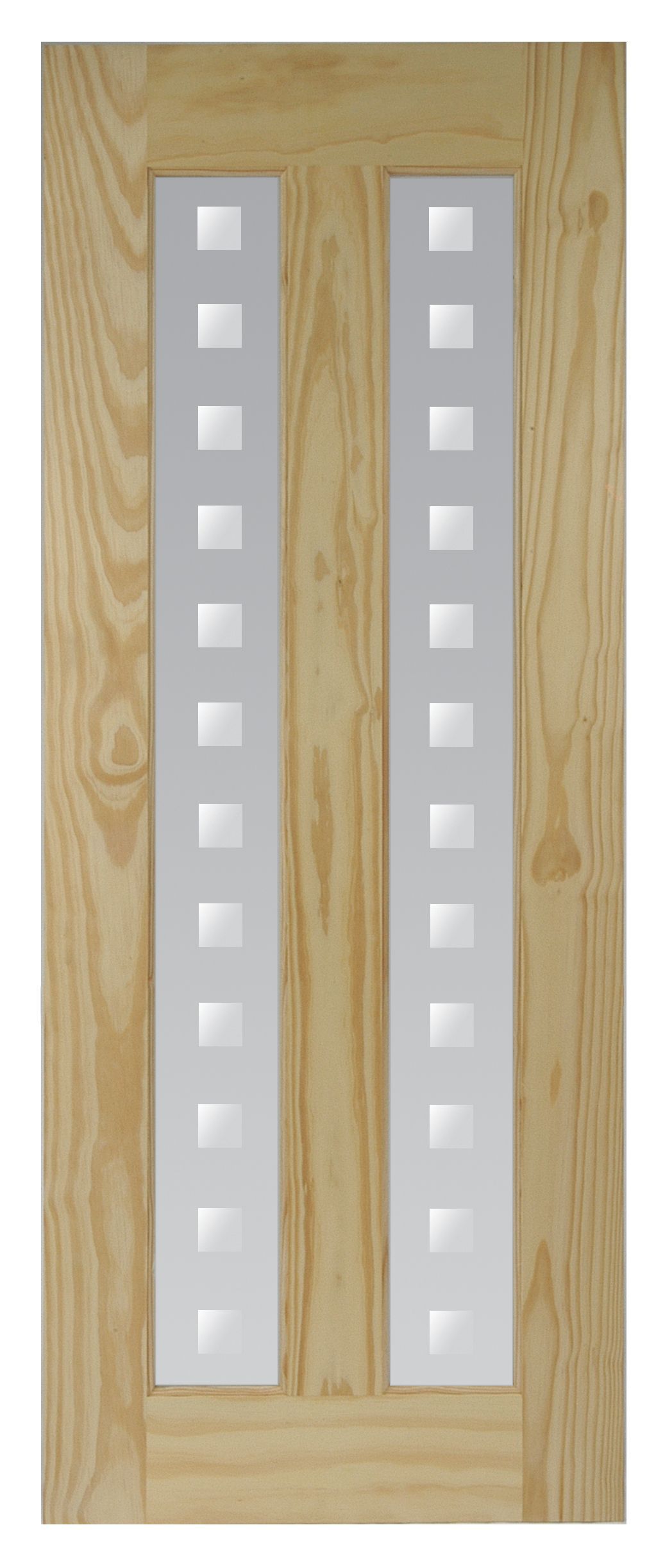 Vertical 2 panel Screen-printed Glazed Contemporary Pine veneer Internal Clear pine Door, (H)1981mm (W)686mm (T)35mm