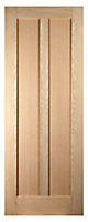 Vertical 2 panel Unglazed Oak veneer Internal Door, (H)1981mm (W)610mm (T)35mm
