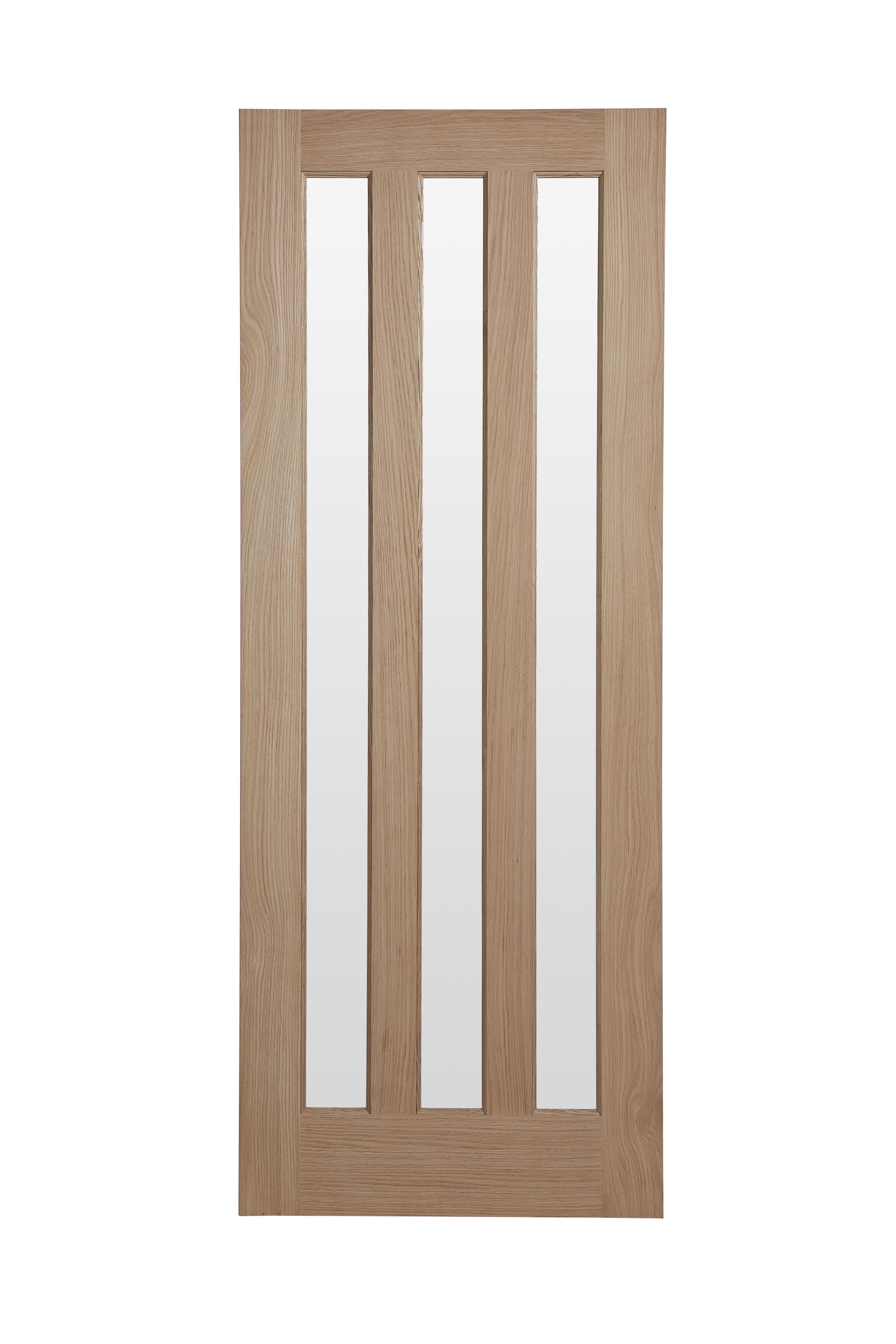 Vertical, 3 Lite 3 panel Frosted Glazed Oak veneer Internal Door, (H)1981mm (W)686mm (T)35mm