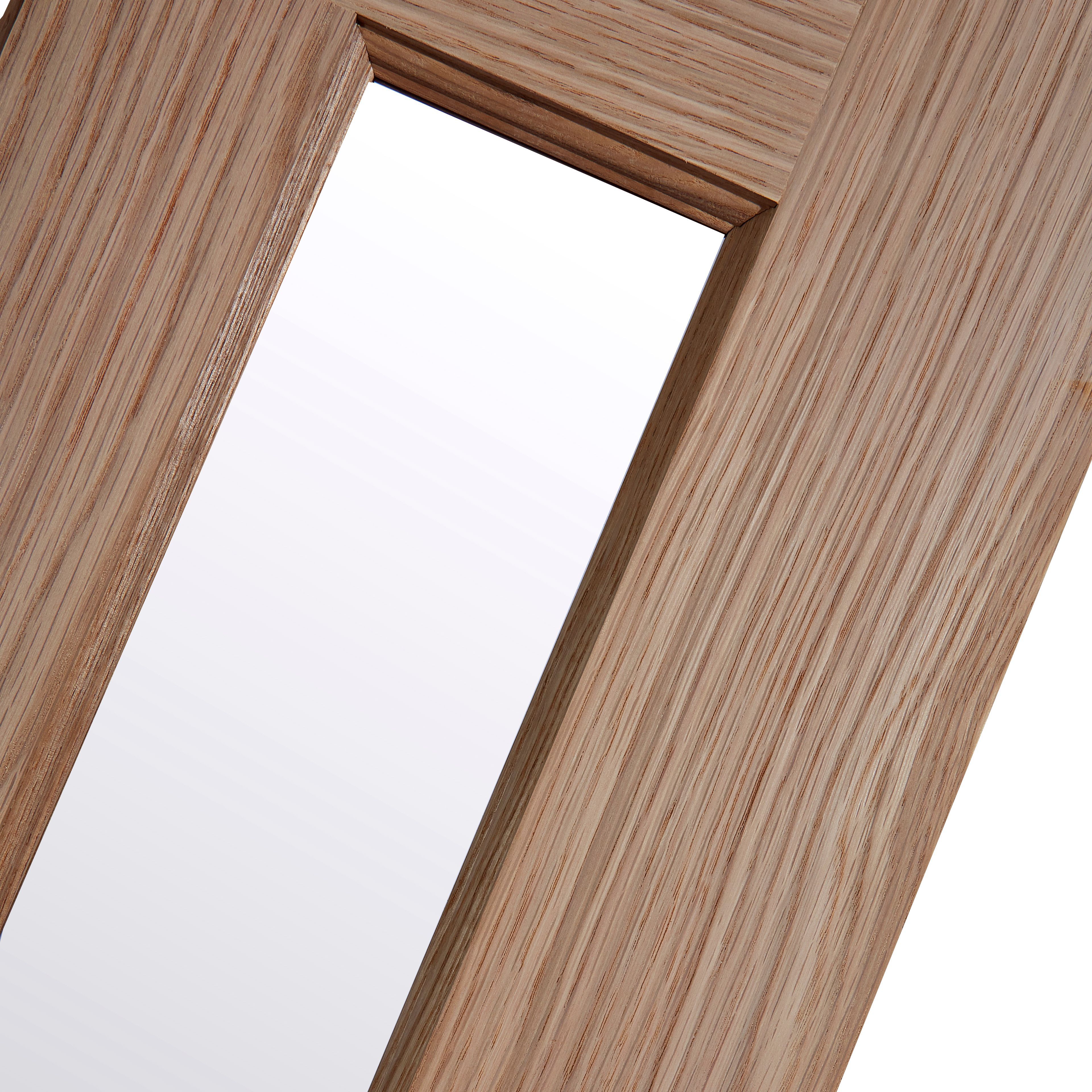 Vertical 3 panel Frosted Glazed Oak veneer Internal Door, (H)1981mm (W)762mm (T)35mm