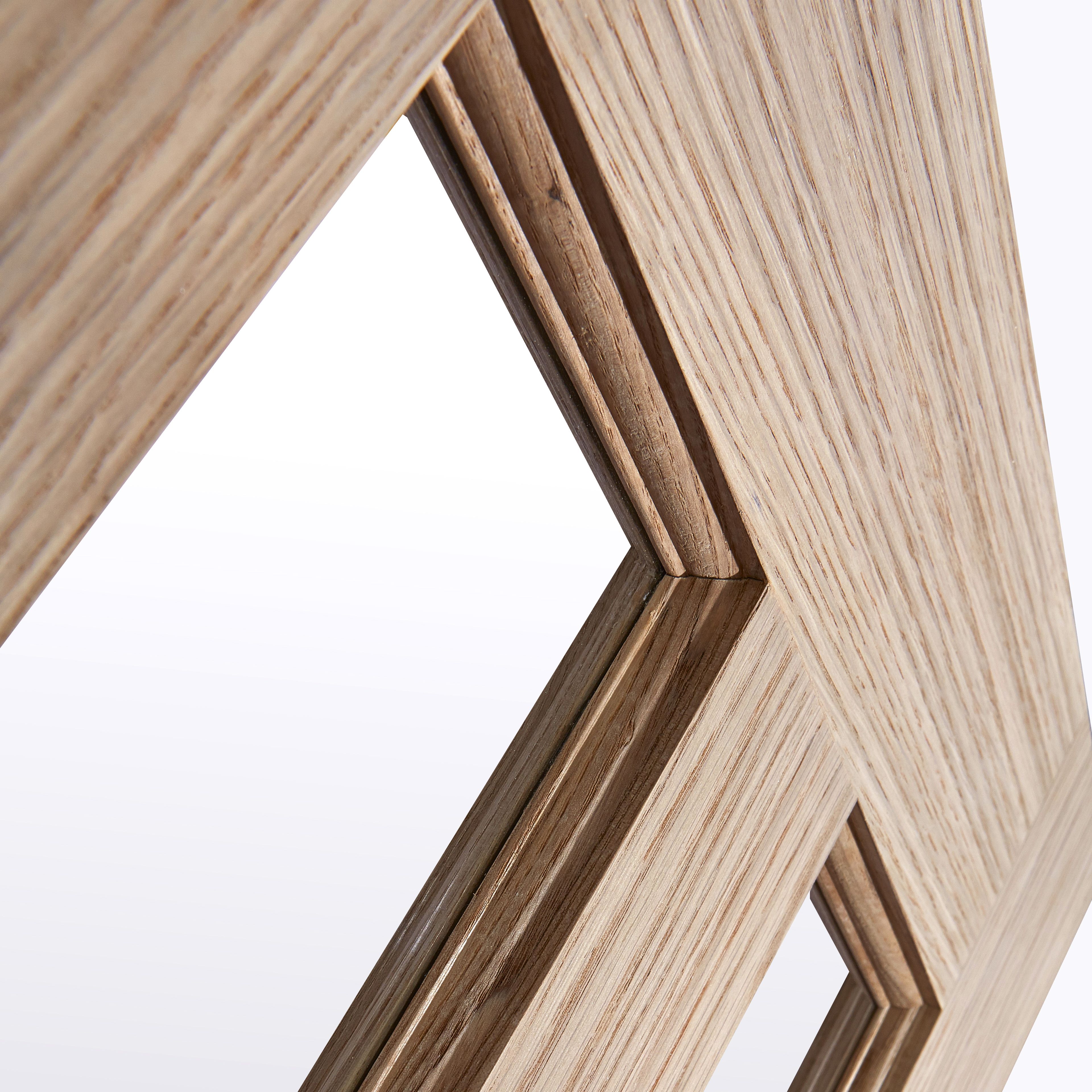 Vertical 3 panel Frosted Glazed Oak veneer Internal Door, (H)1981mm (W)838mm (T)35mm