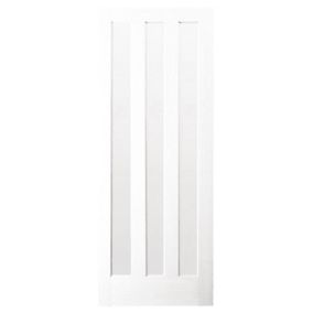 Vertical 3 panel Glazed White Internal Door, (H)1981mm (W)838mm (T)35mm