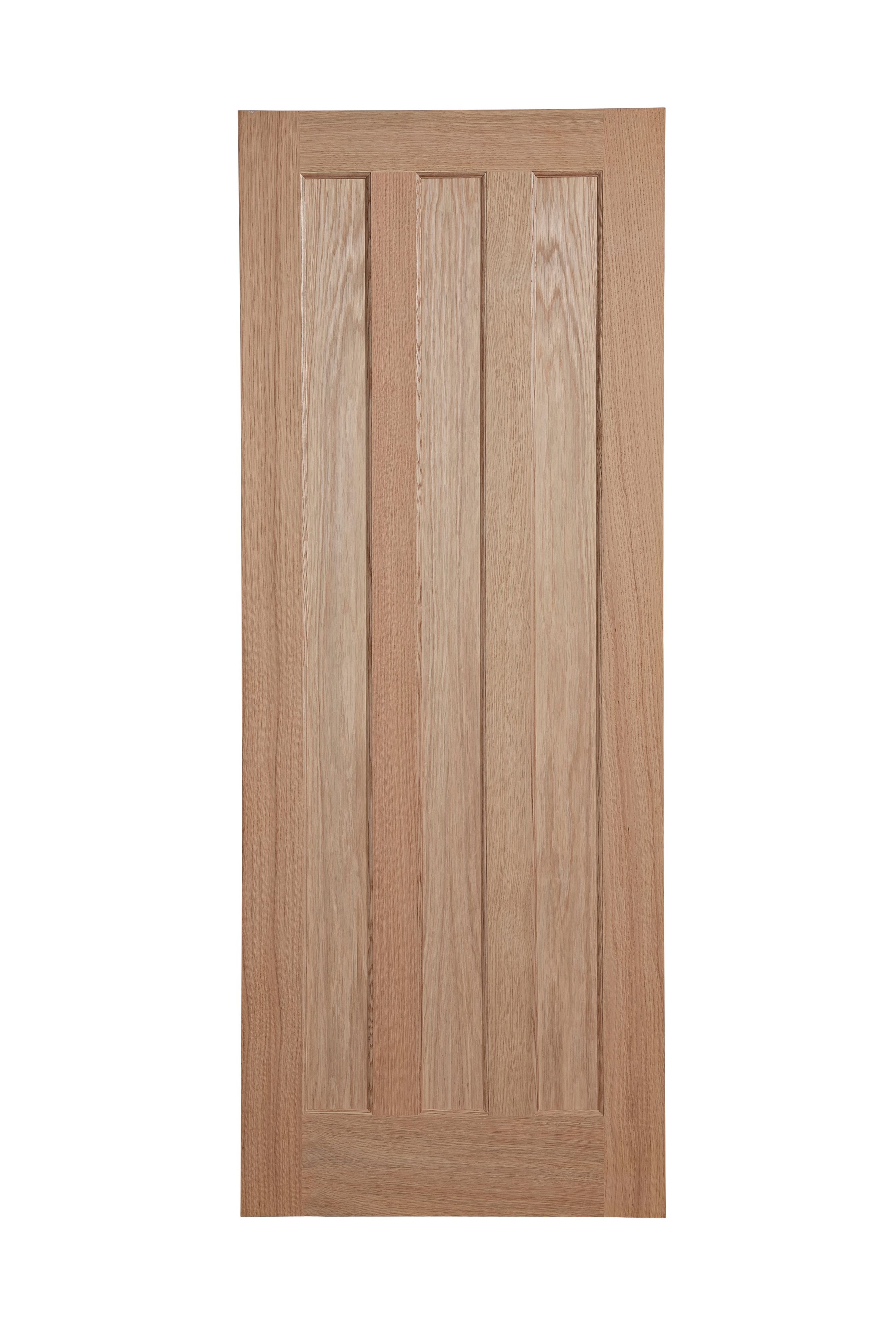 Vertical 3 panel Oak veneer Internal Door, (H)1981mm (W)686mm (T)35mm