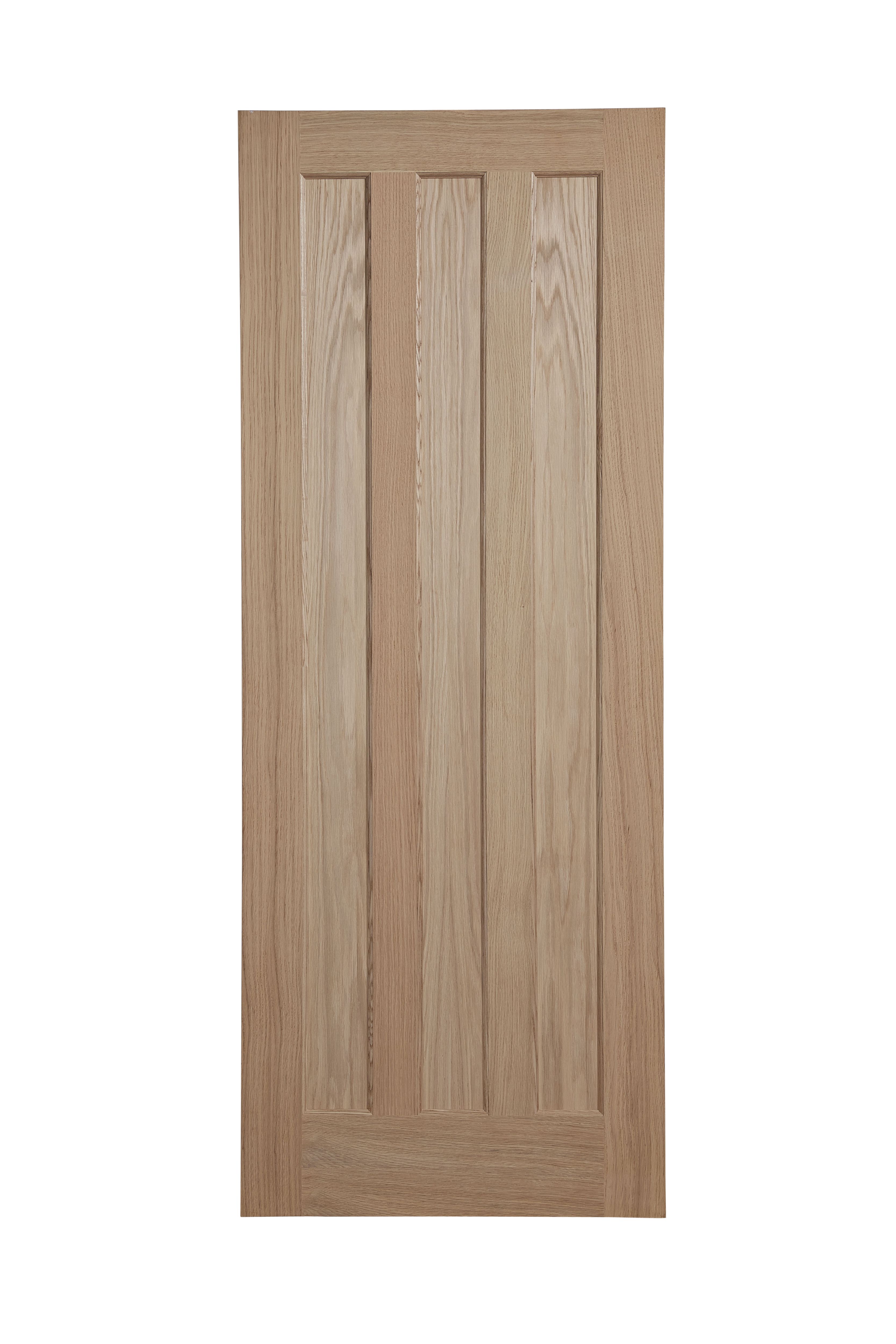 Vertical 3 panel Unglazed Oak veneer Internal Door, (H)1981mm (W)610mm (T)35mm