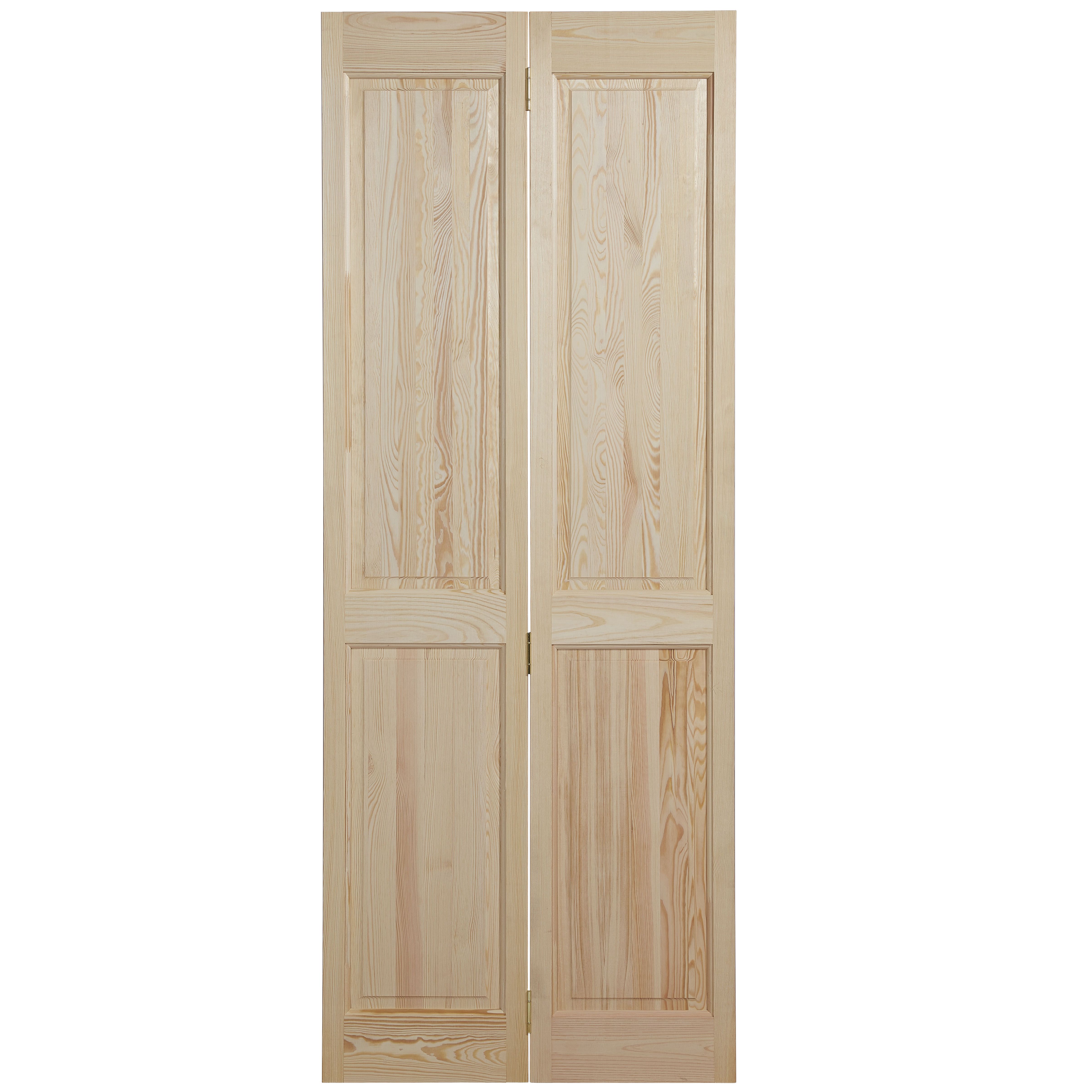 Vertical 4 panel Unglazed Victorian Unfinished Natural Clear pine Internal Folding Bi-fold Door set, (H)1945mm (W)675mm