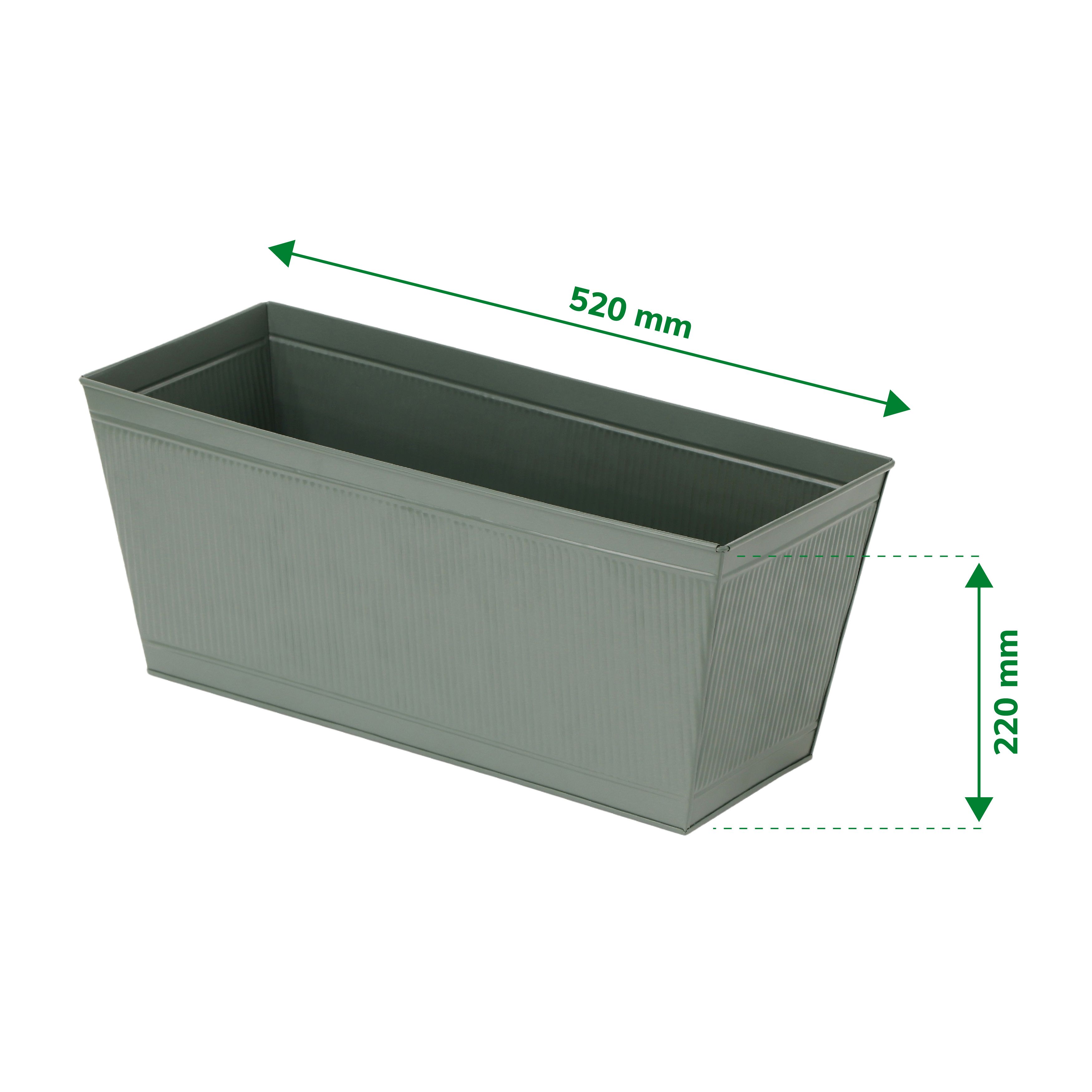 Verve 6L Green Metal Rectangular Planter (H)22cm (D)20cm