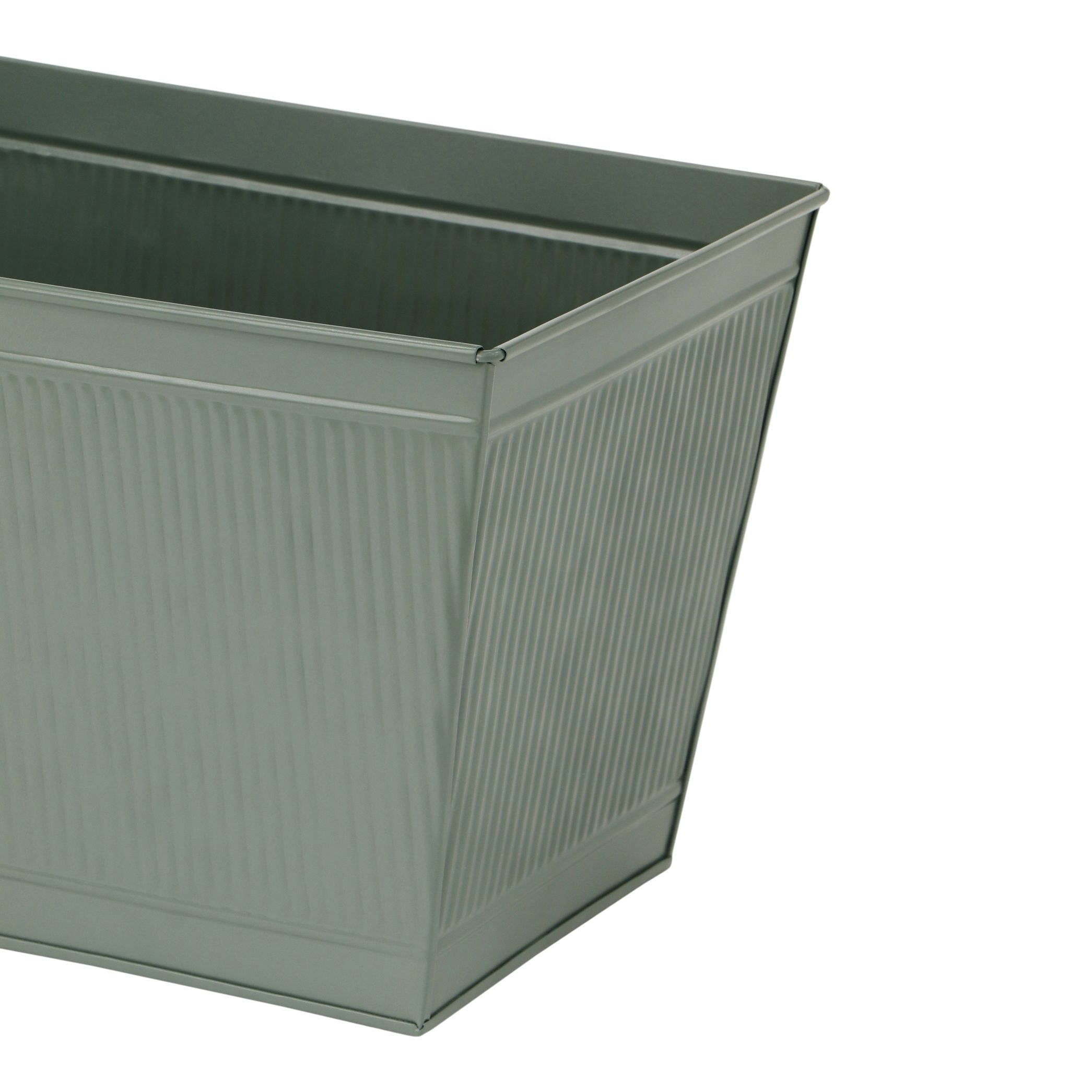Verve 6L Green Metal Rectangular Planter (H)22cm (D)20cm