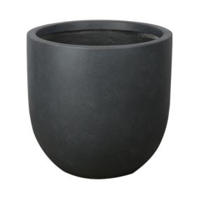 Verve Ammer Dark grey Fibreclay Circular Plant pot (Dia)28cm
