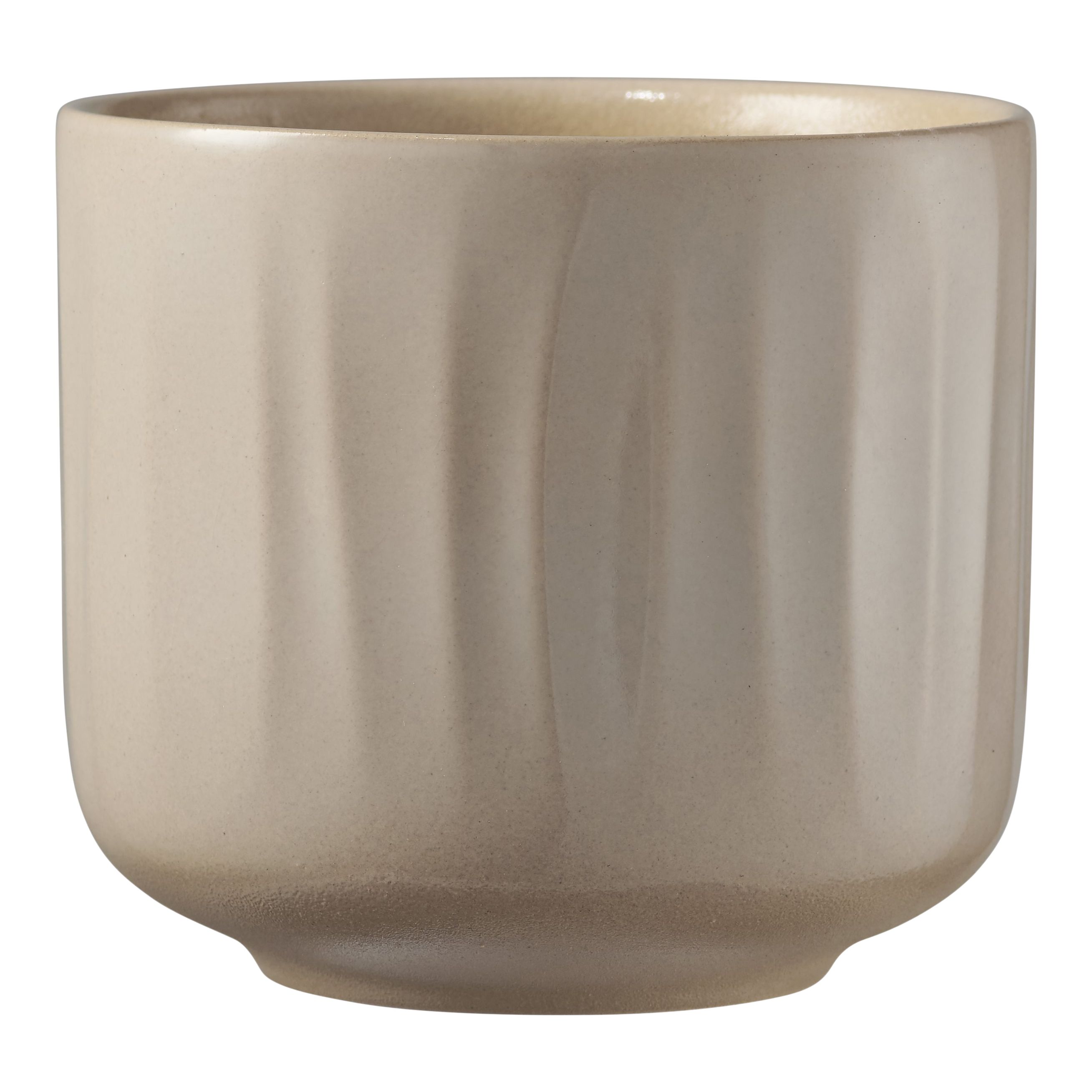 Verve Bagua Cream Ceramic Plant pot (Dia) 21cm, (H)19cm