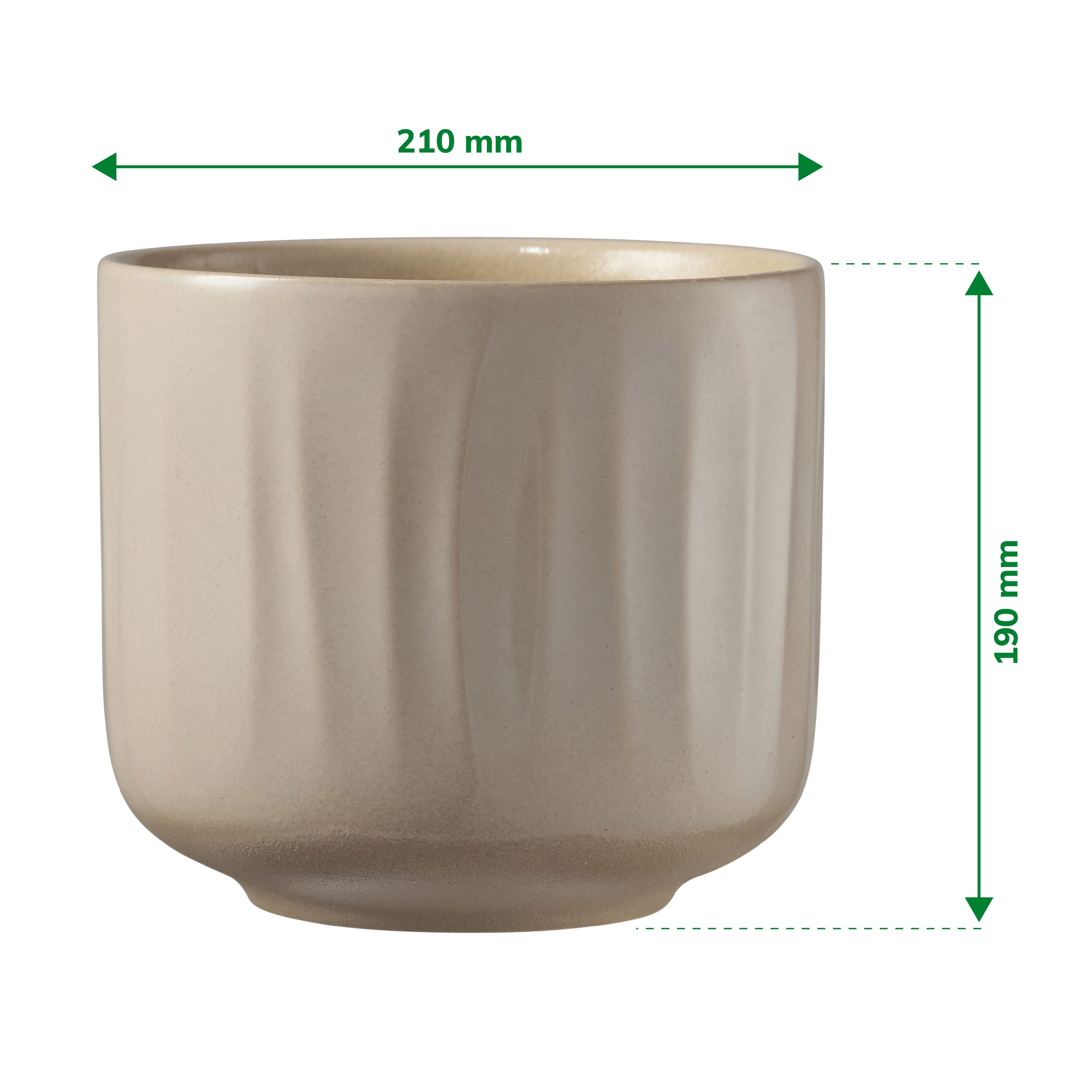 Verve Bagua Cream Ceramic Plant pot (Dia) 21cm, (H)19cm