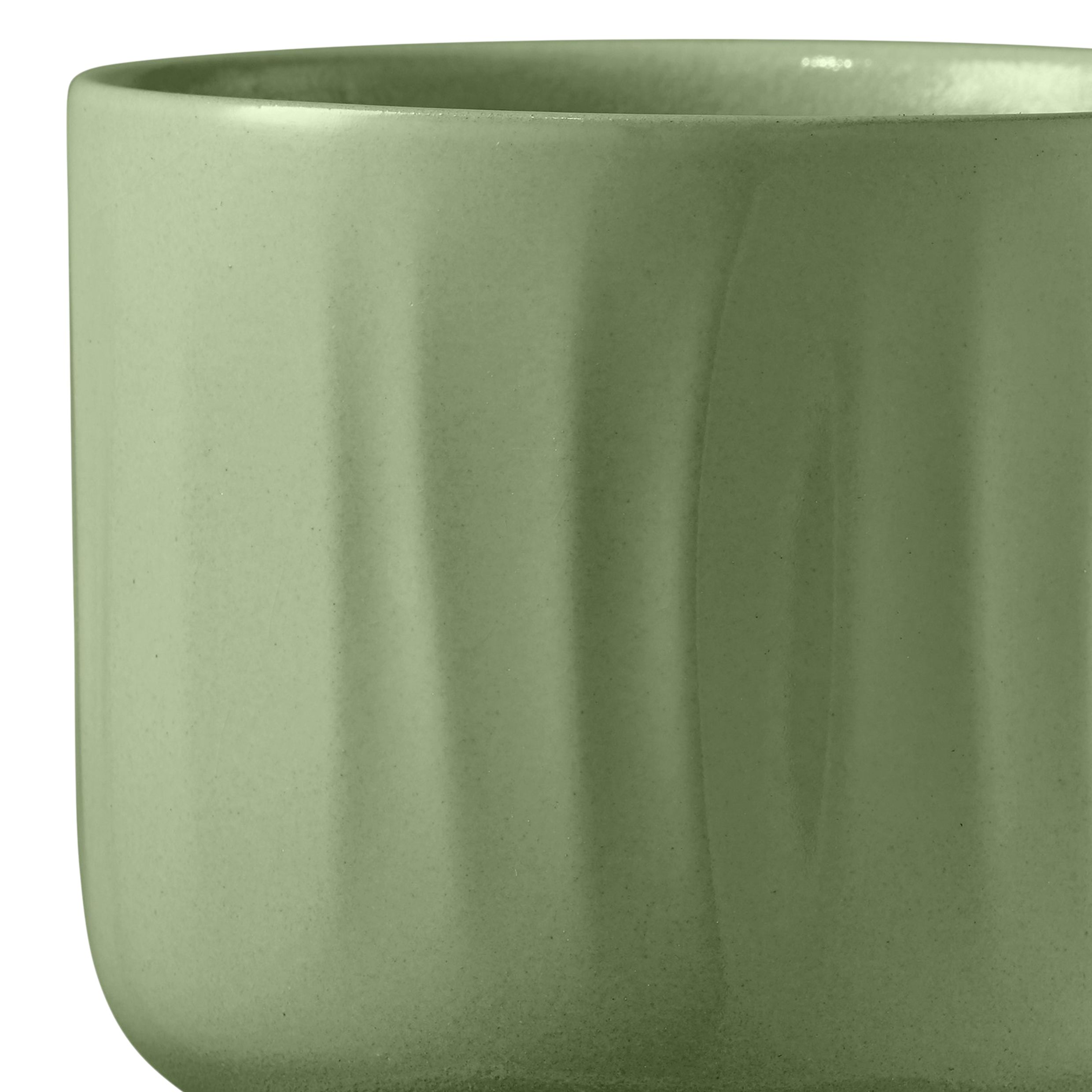 Verve Bagua Green Ceramic Plant pot (Dia) 16cm, (H)14cm