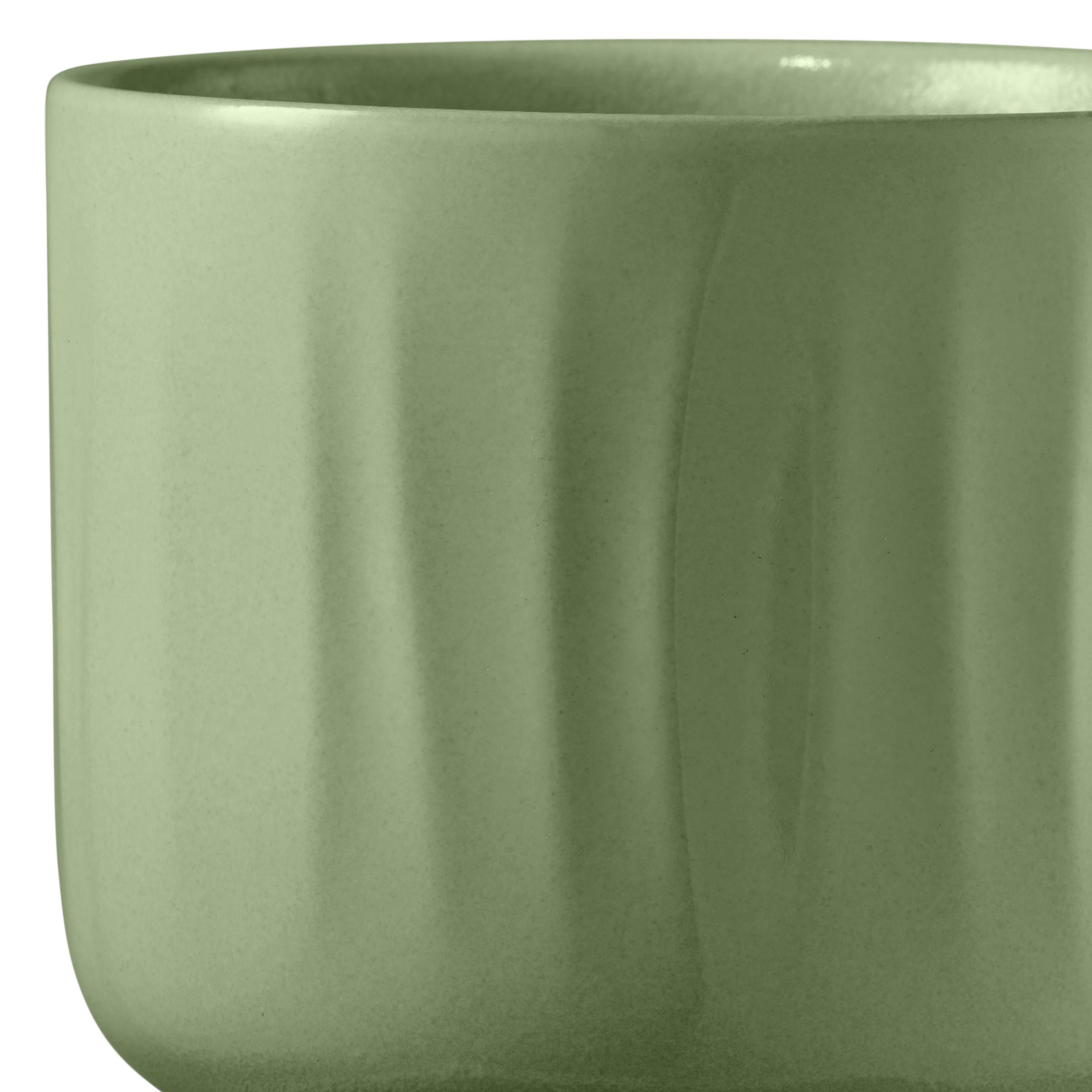 Verve Bagua Green Ceramic Plant pot (Dia) 21cm, (H)19cm
