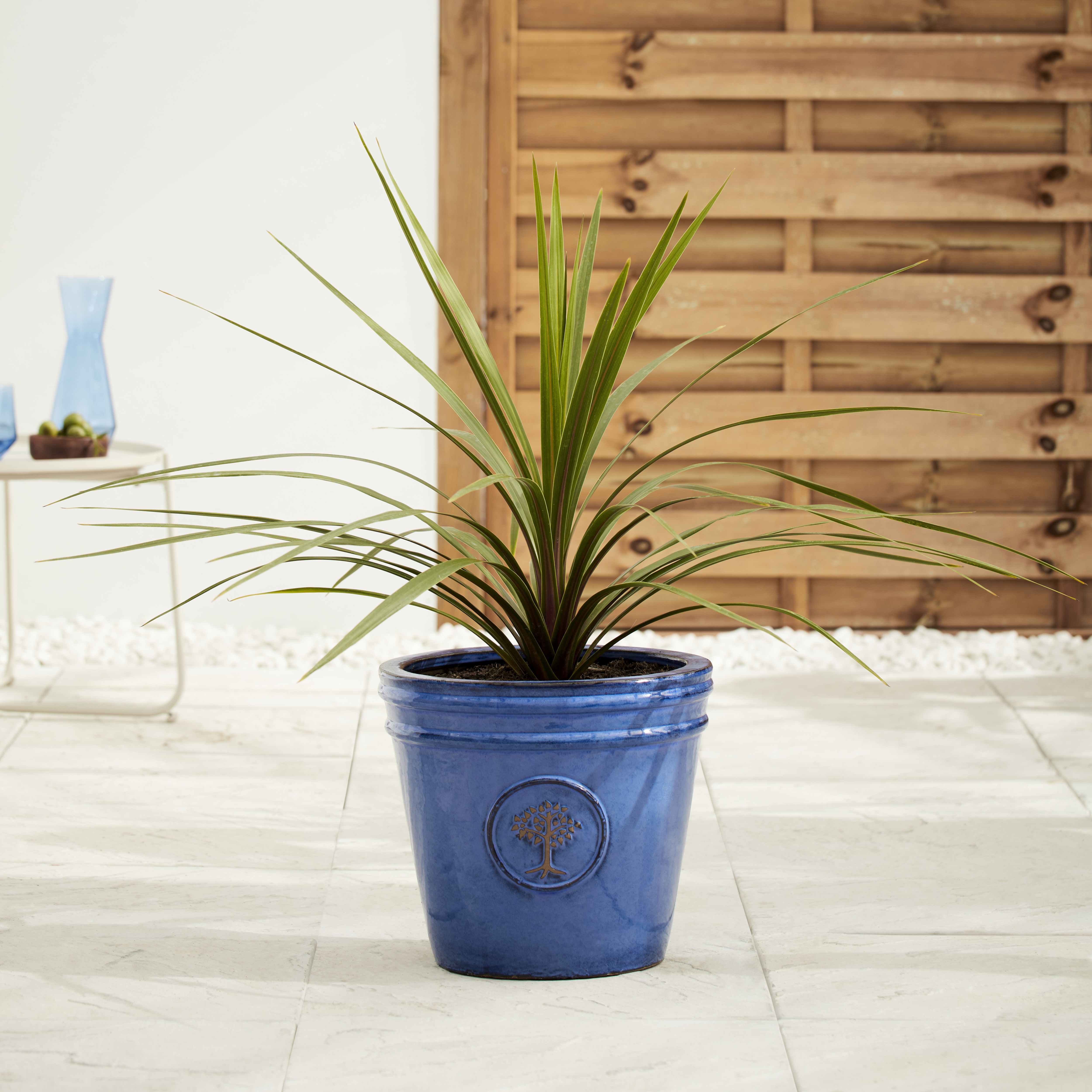 Verve Barcău Blue Ceramic Round Plant pot (Dia)32cm