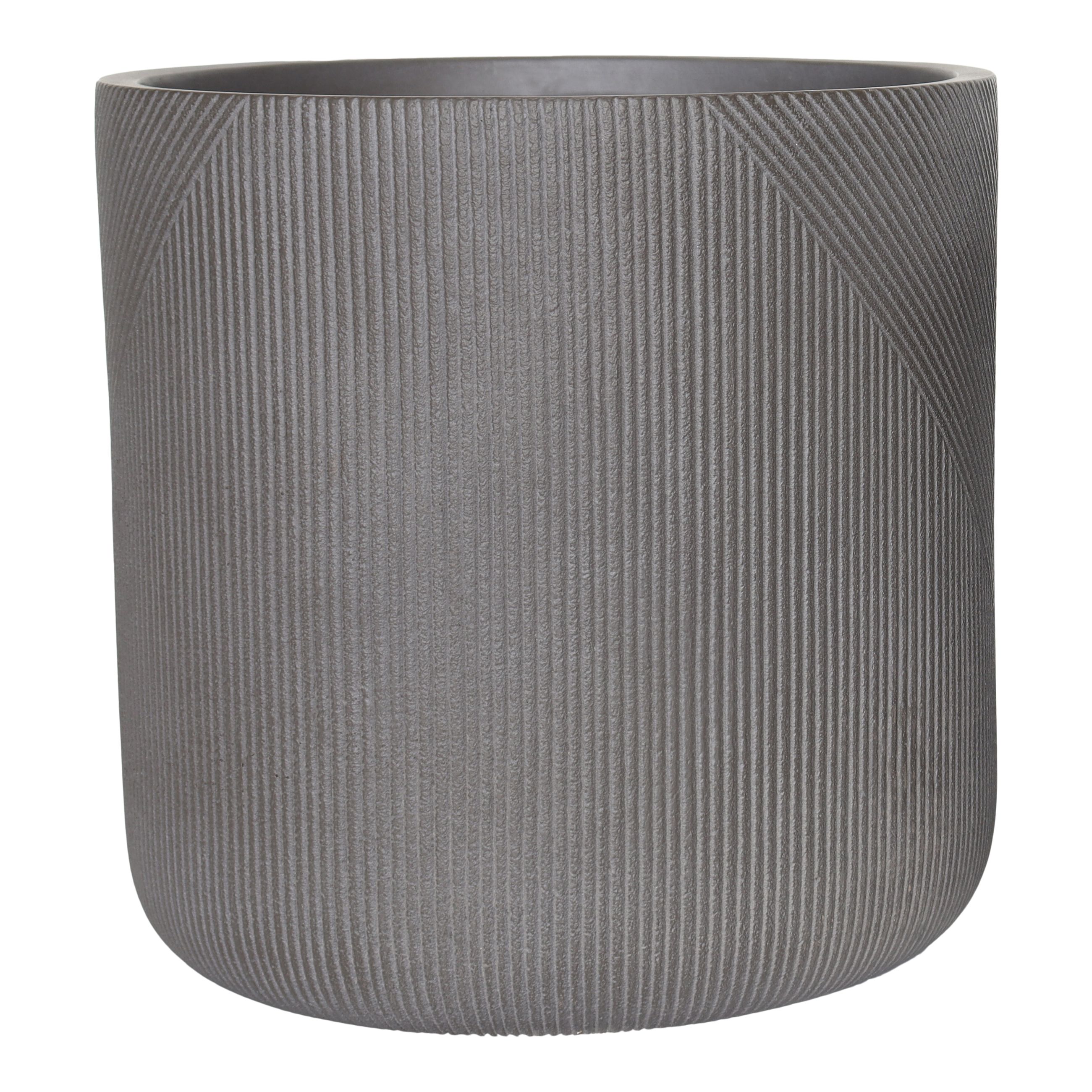 Verve Beige Grey Fibreclay Plant pot (Dia) 36cm, (H)36cm
