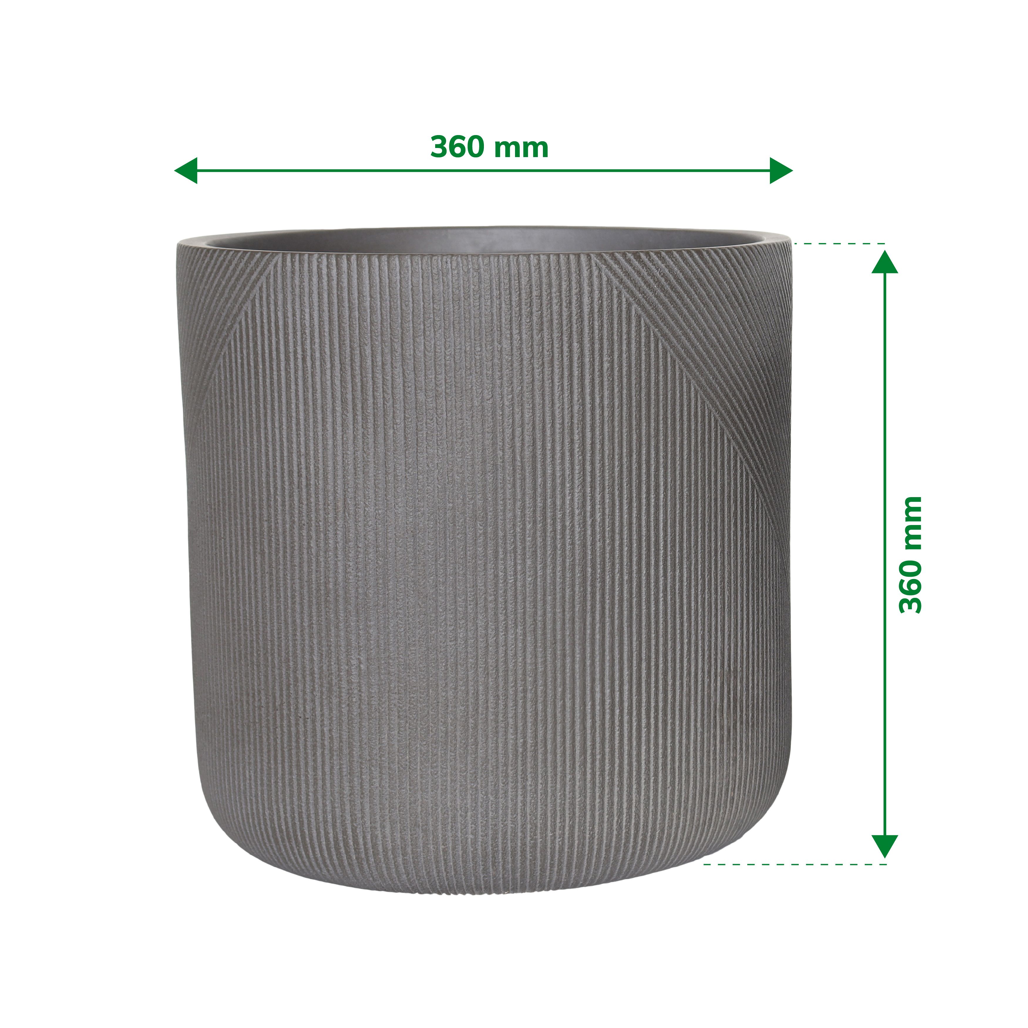 Verve Beige Grey Fibreclay Plant pot (Dia) 36cm, (H)36cm