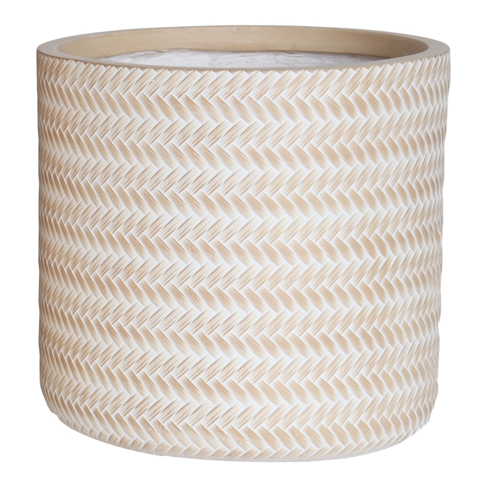 Verve Beige Rattan effect Fibreclay Plant pot (Dia) 30cm, (H)30cm