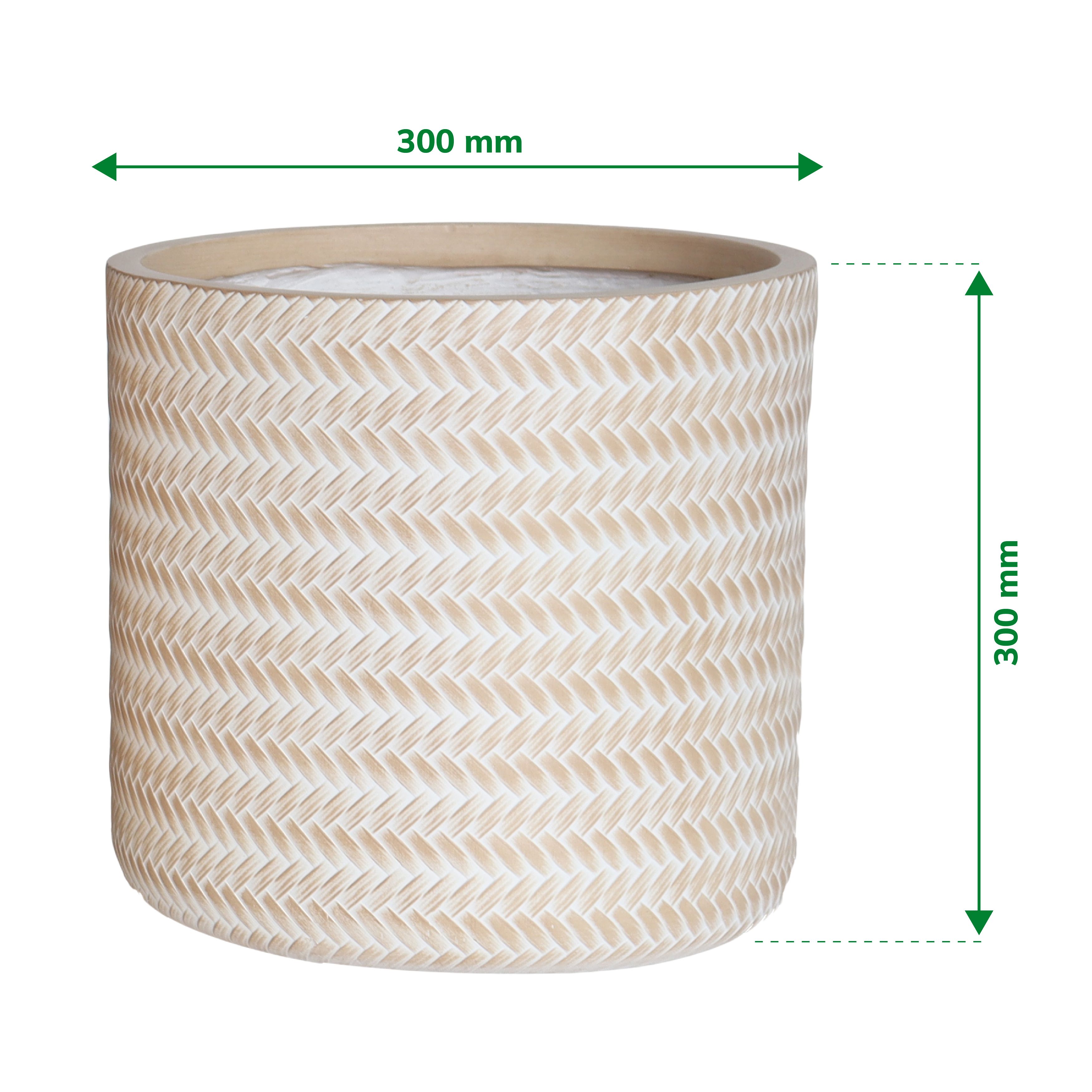 Verve Beige Rattan effect Fibreclay Plant pot (Dia) 30cm, (H)30cm