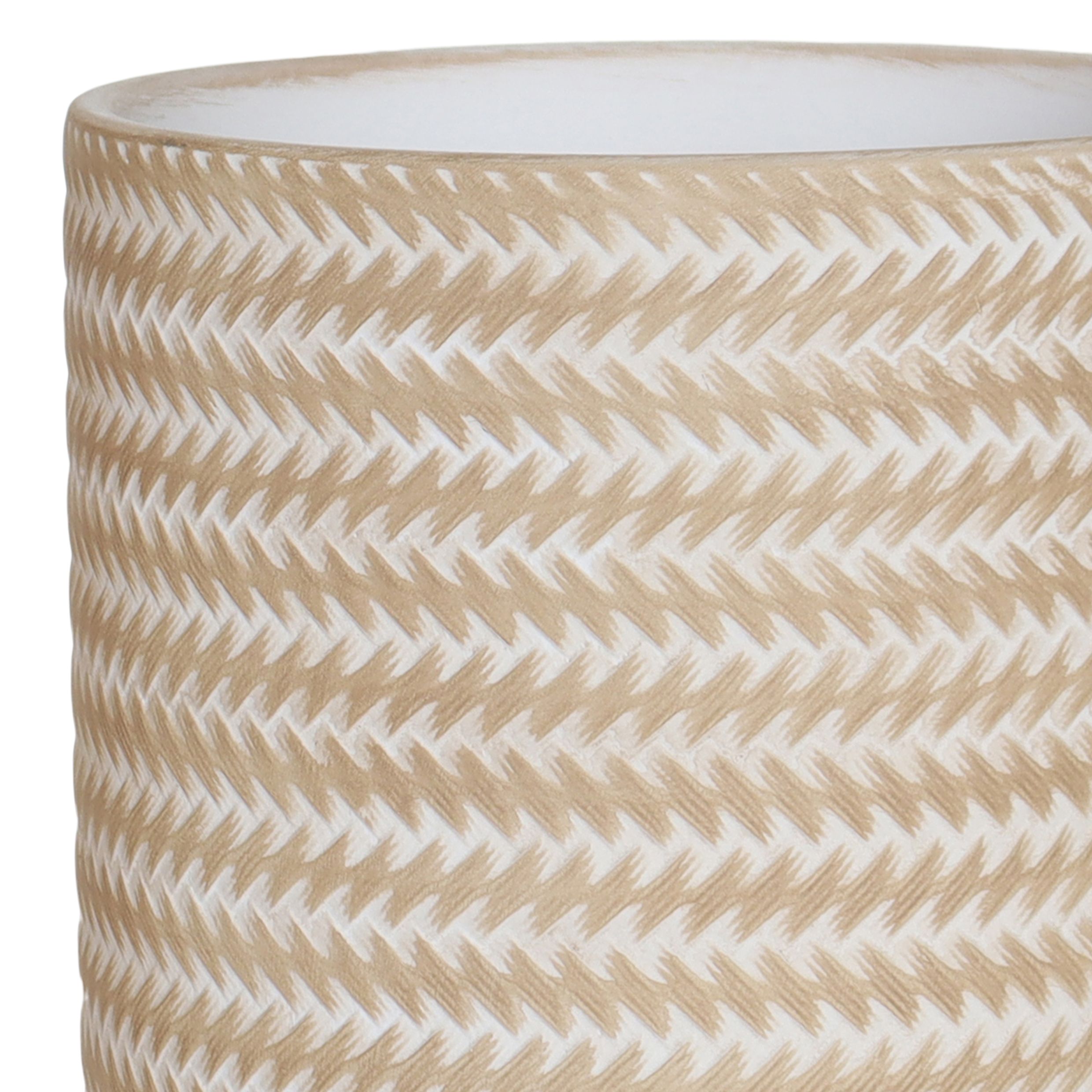 Verve Beige Rattan effect Fibreclay Plant pot (Dia) 30cm, (H)30cm