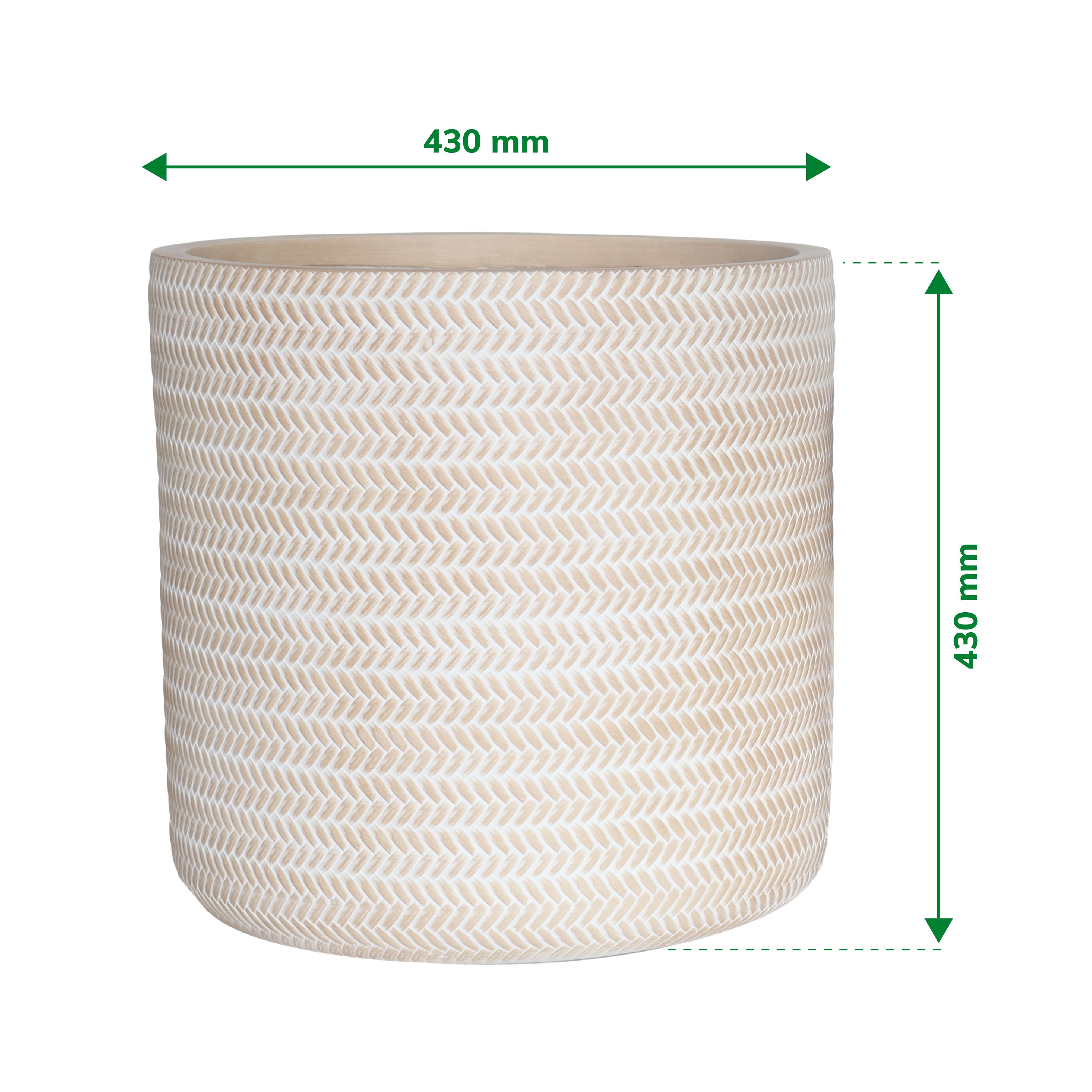Verve Beige Rattan effect Fibreclay Plant pot (Dia) 43cm, (H)43cm