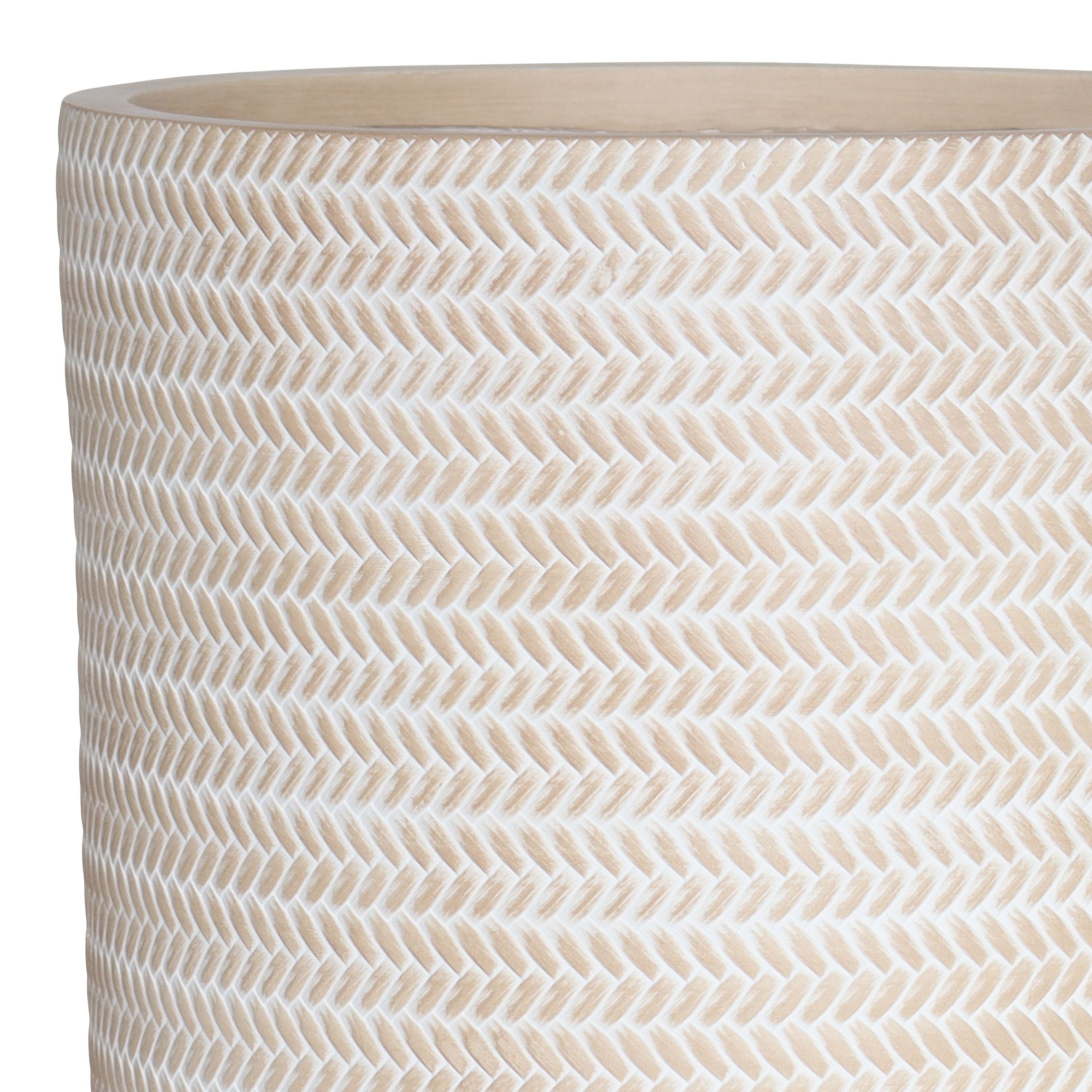 Verve Beige Rattan effect Fibreclay Plant pot (Dia) 43cm, (H)43cm