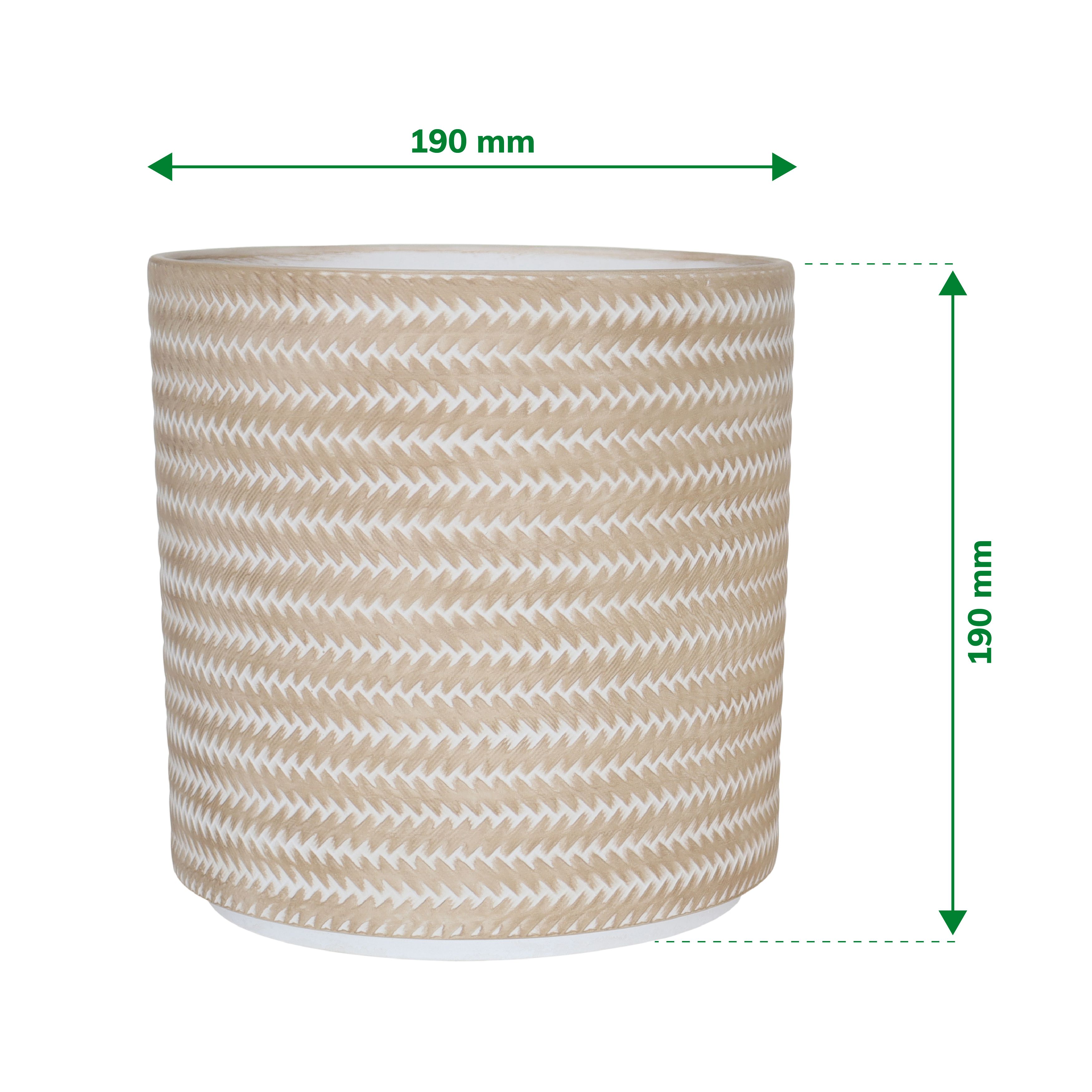 Verve Beige Rattan effect Terracotta Plant pot (Dia) 19cm, (H)19cm