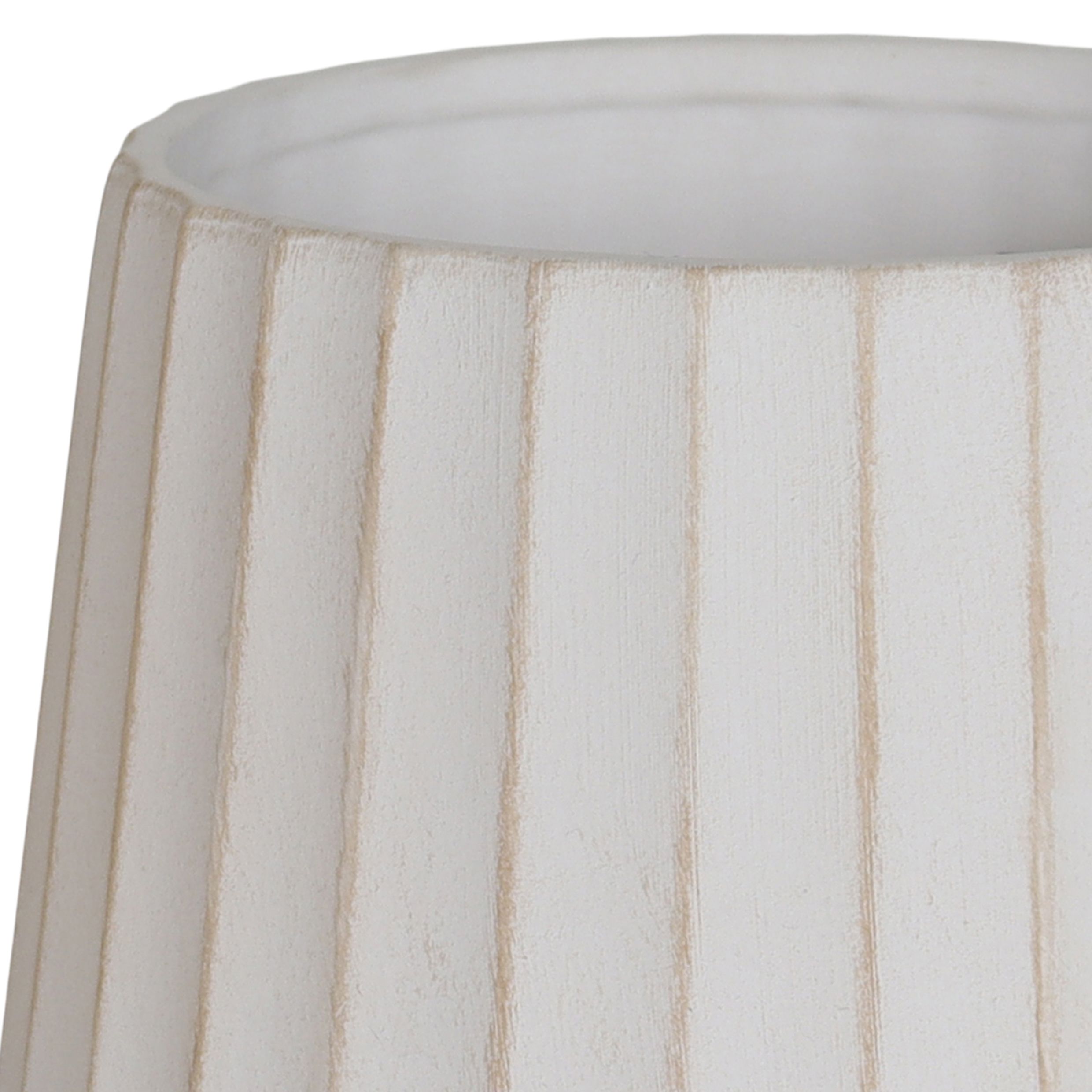 Verve Beige Wide ribbed Ceramic Plant pot (Dia) 16cm, (H)13.5cm