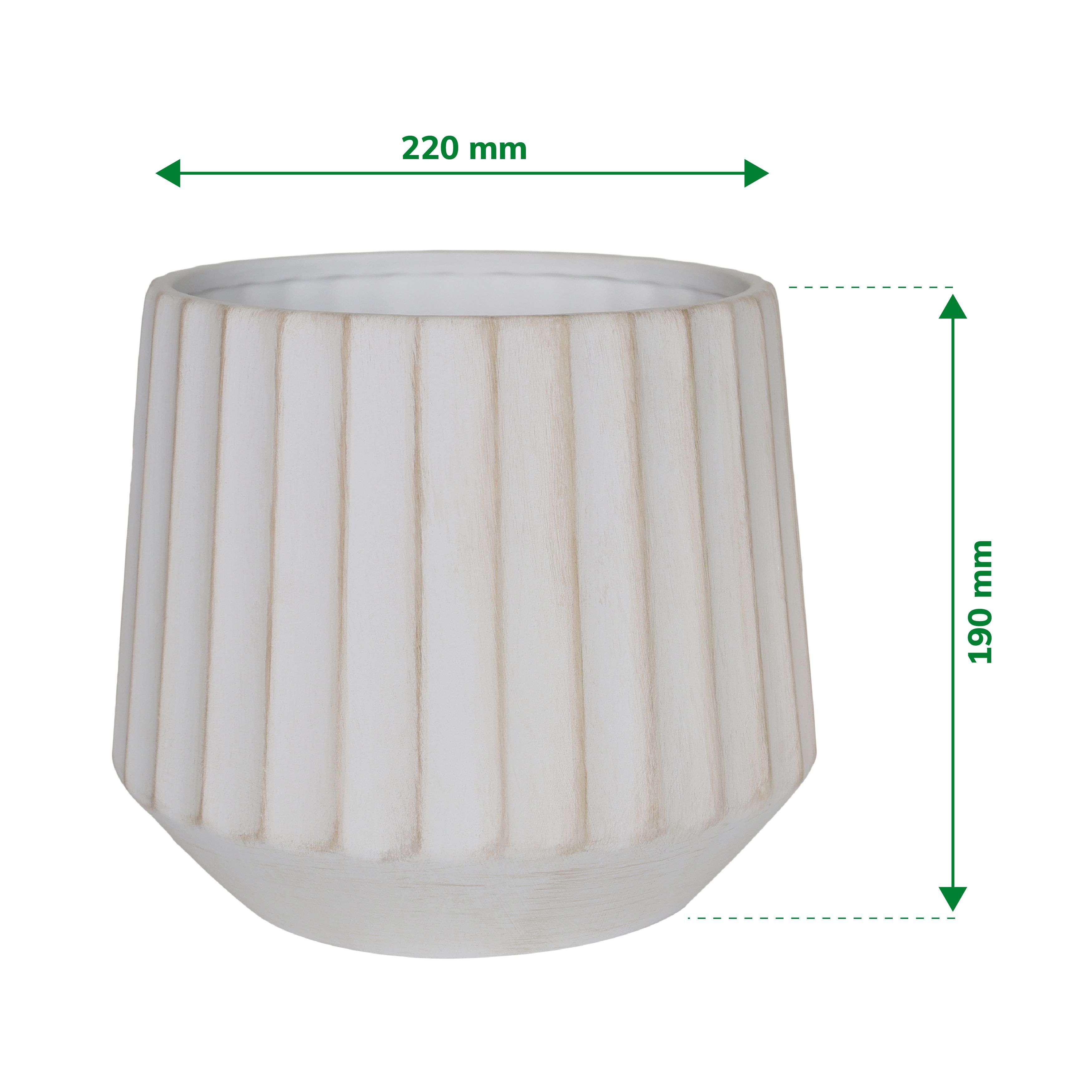 Verve Beige Wide ribbed Ceramic Plant pot (Dia) 22cm, (H)19cm