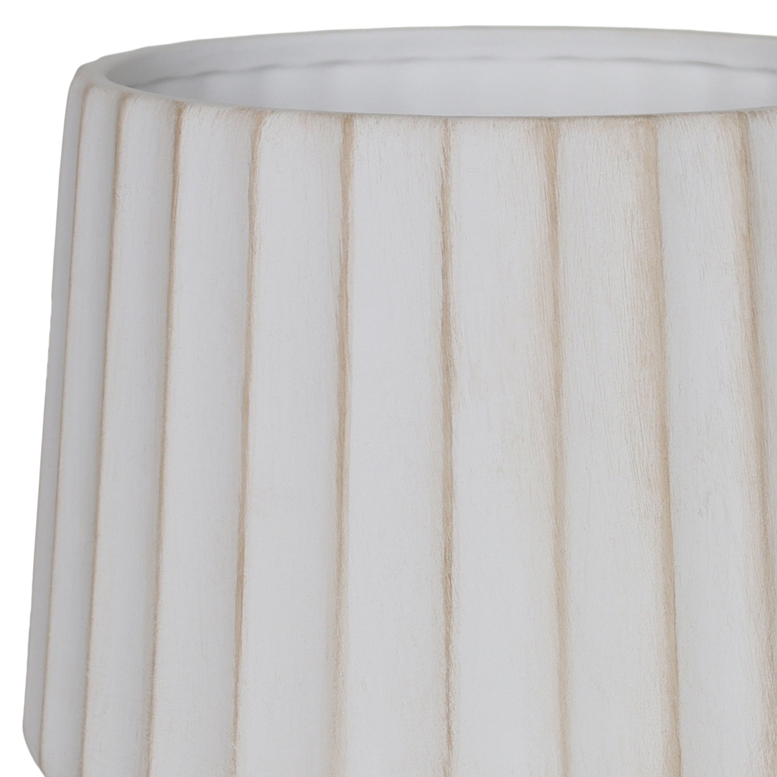 Verve Beige Wide ribbed Ceramic Plant pot (Dia) 22cm, (H)19cm