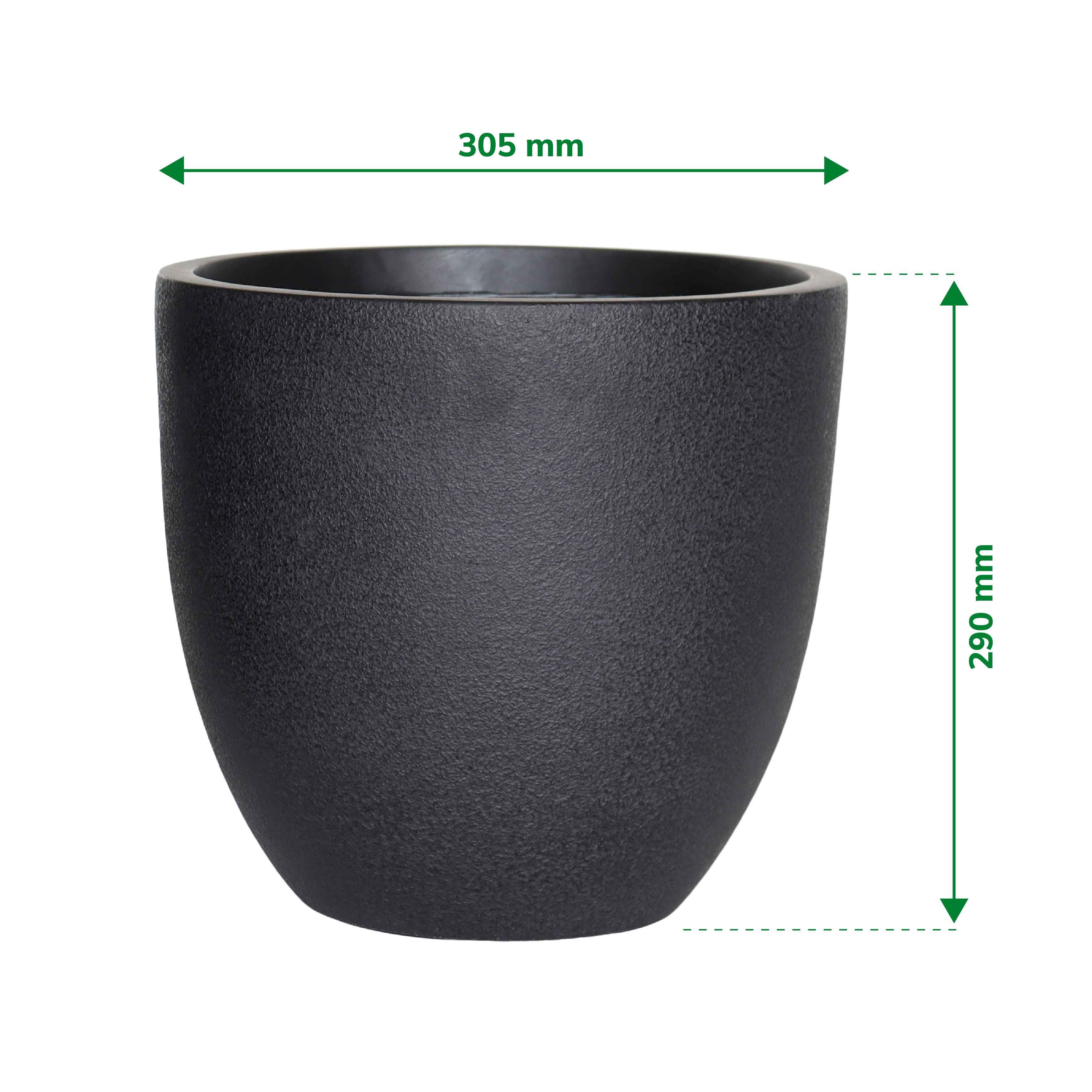 Verve Black Fibreclay Plant pot (Dia) 30.5cm, (H)29cm
