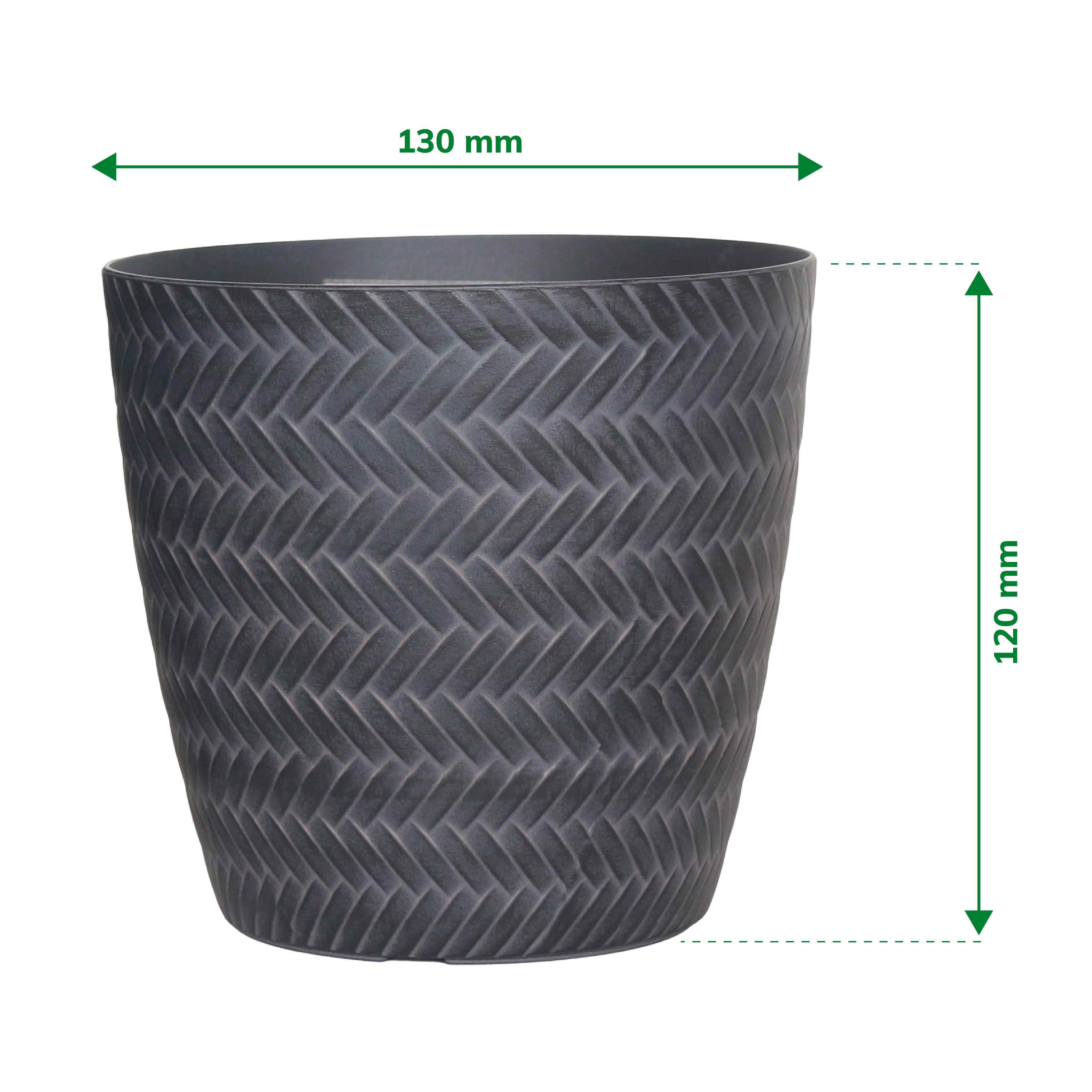 Verve Black Recycled plastic Plant pot (Dia) 13cm, (H)12cm