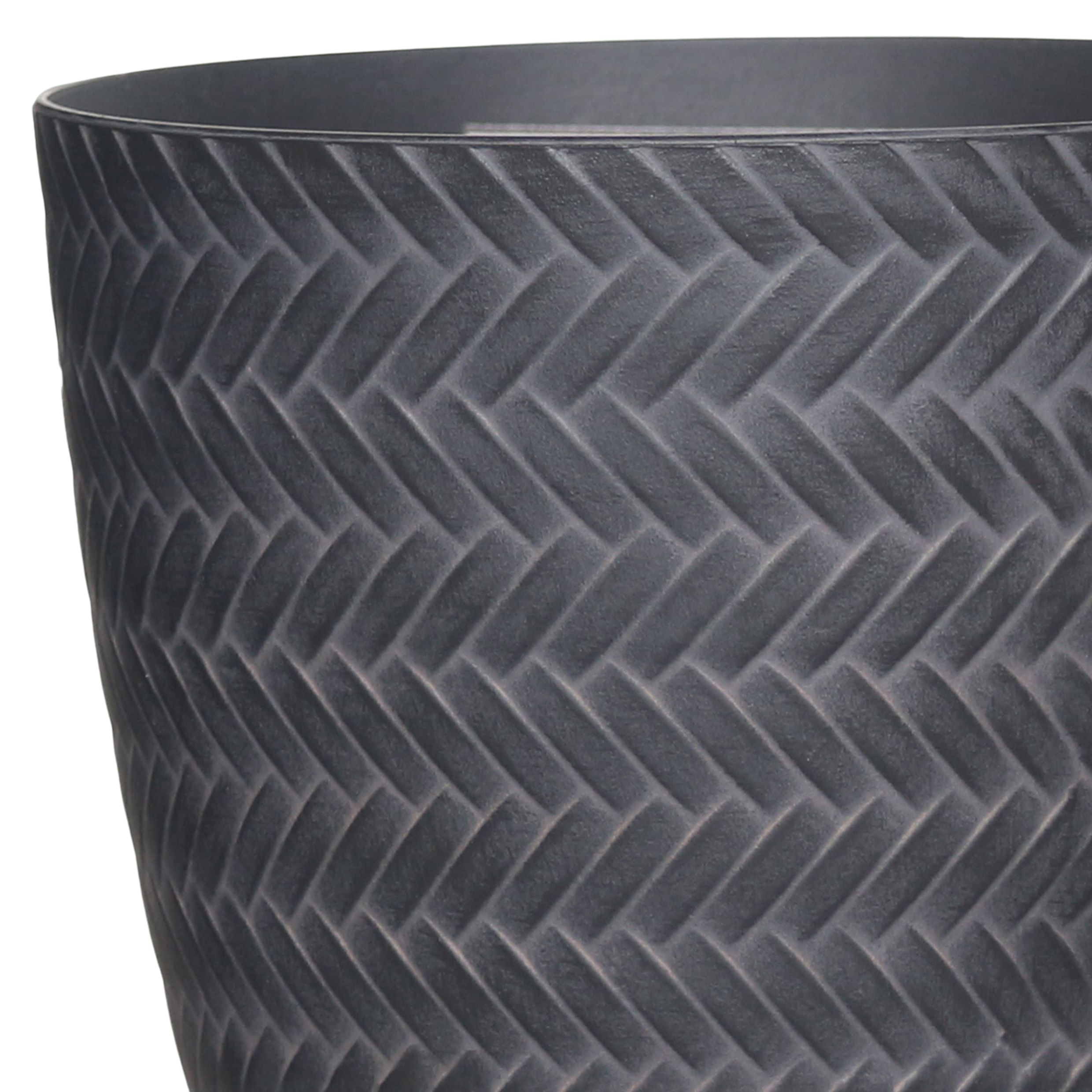 Verve Black Recycled plastic Plant pot (Dia) 13cm, (H)12cm